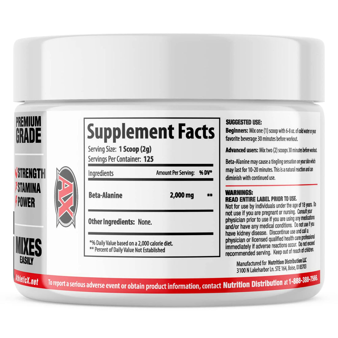 AX Pure Beta Alanine Powder 250 Grams Athletic Xtreme uk supplements