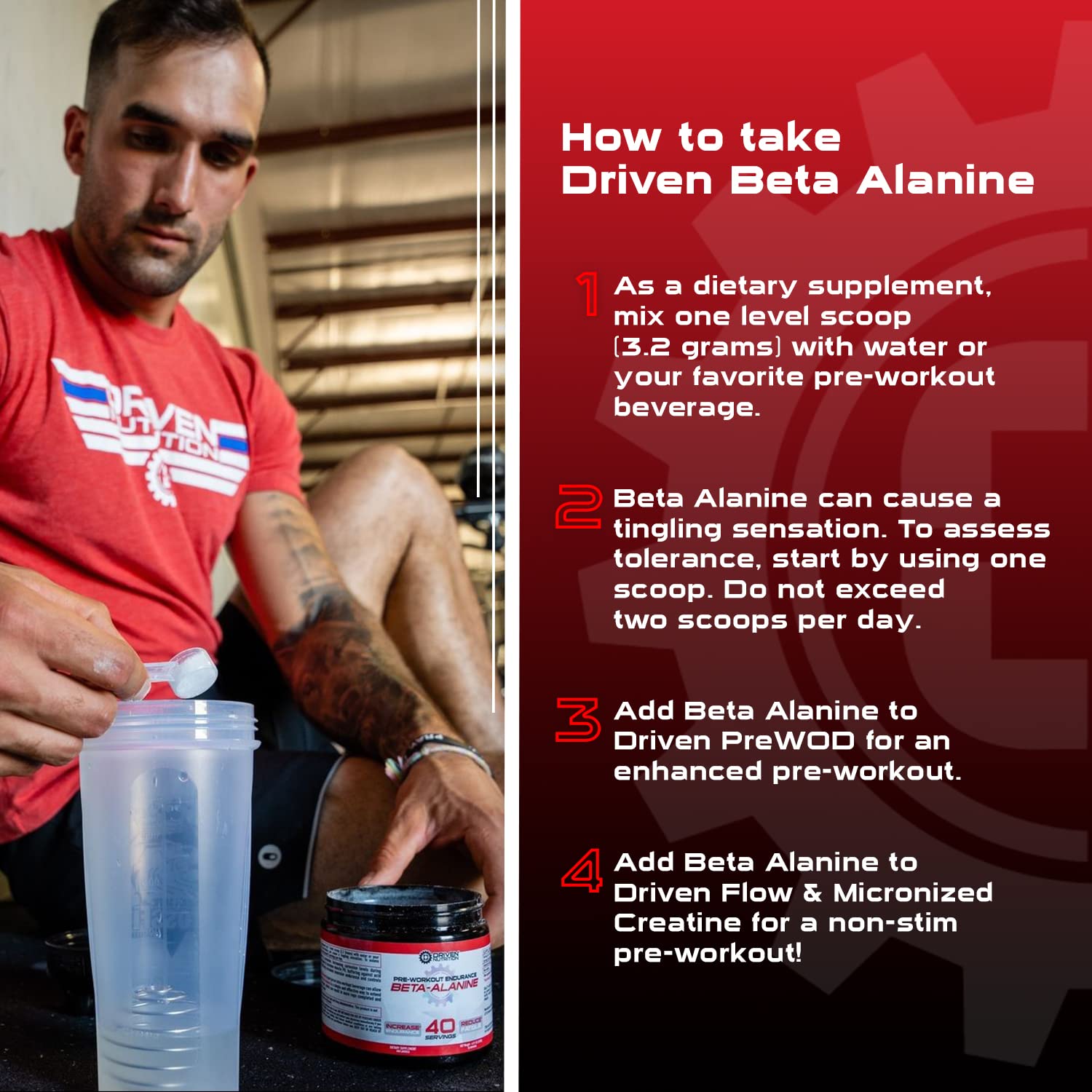 Driven Nutrition Beta Alanine, Unflavored - Preworkout Carnosine Booster for Physical Driven Nutrition Au supplements