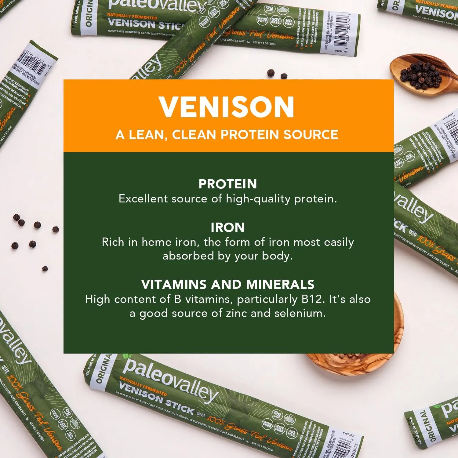 Paleovalley 100% Grass Fed Venison Sticks – 10 Pack – Keto-Friendly, High Protein, Low-Calorie Snack – Omega-3 Rich, Gluten-Free, Nitrate-Free, Naturally Flavored – Healthy On-the-Go Meat Snack Paleovalley Au supplements