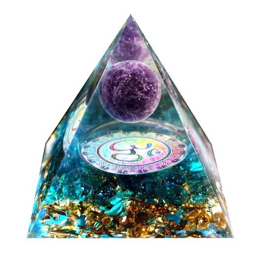 Besorgone Orgonite Pyramid for Positive Energy Amethyst Sphere Chakra Orgone with Blue Quartz BesorgoneAU supplements