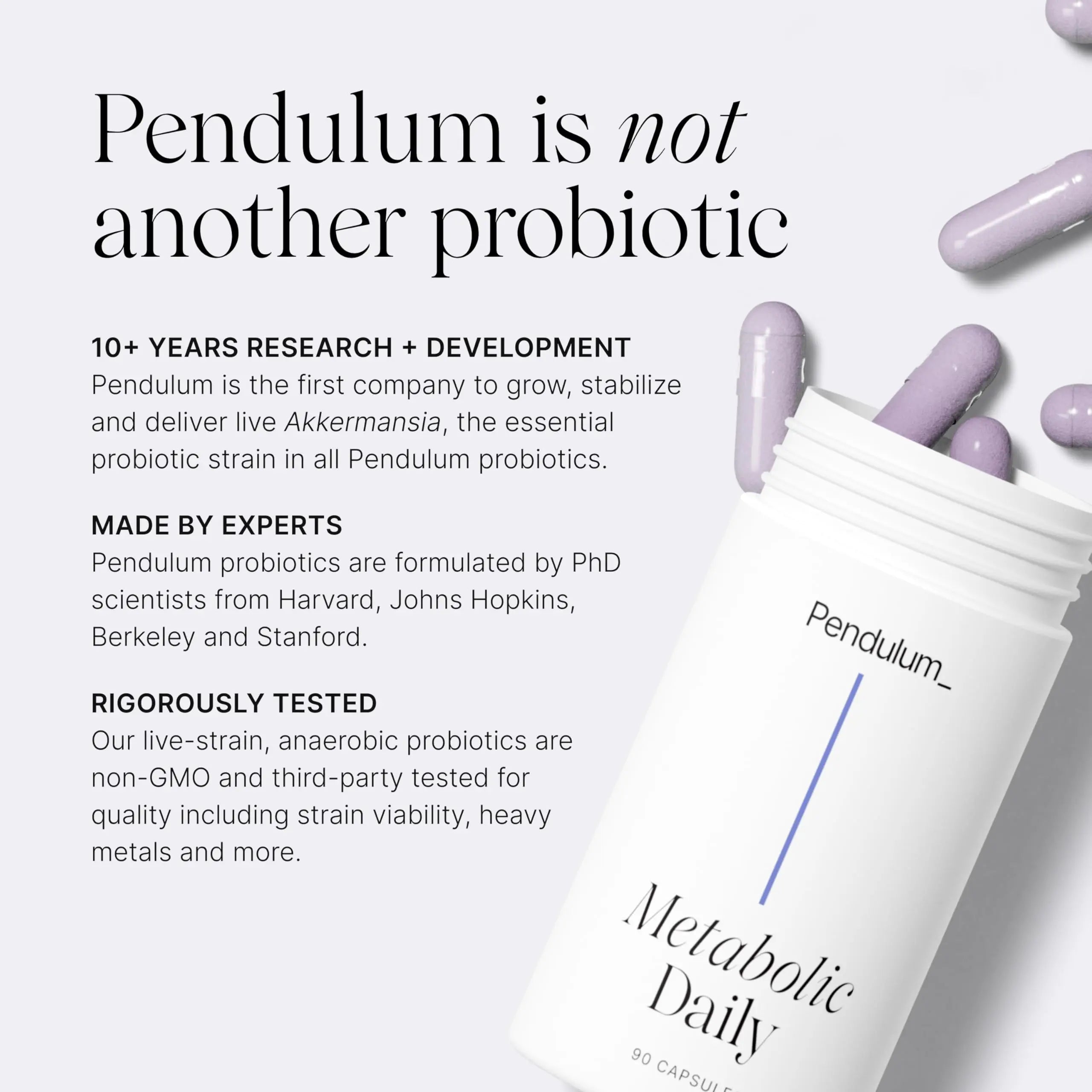 Pendulum Metabolic Daily - Multi-Strain Probiotic with Akkermansia muciniphila to Support Metabolism and Sustain Energy Levels - for Women and Men - 90 Capsules (1 Pack) Pendulum Au supplements