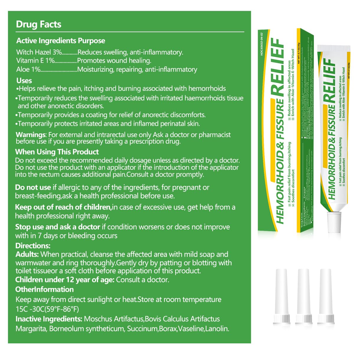 RHAICARE Hemorrhoid and Fissure Treatment Cream,Hemorrhoidal Ointment for Fast Acting Itch, Swelling, and Maximum Strength Pain Relief RHAICARE Au supplements