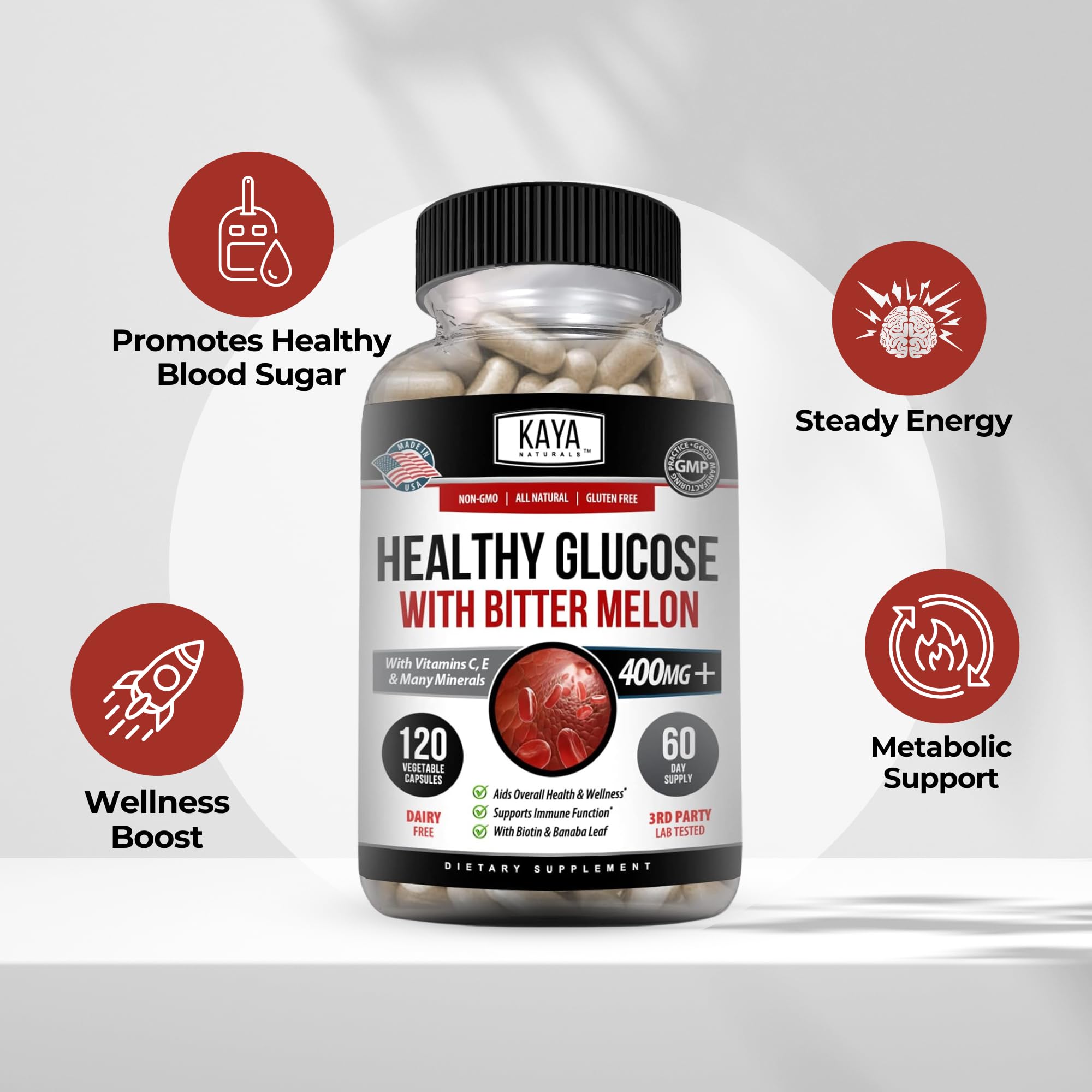 Kaya Naturals Healthy Gluco with Bittermelon Supplement | Support Healthy Levels and Function, 20 Herbs Vitamins and Minerals, Alpha Lipoic Acide, Cinnamon, Vitamin C & E, Non-GMO (120 Count) Kaya Naturals Au supplements