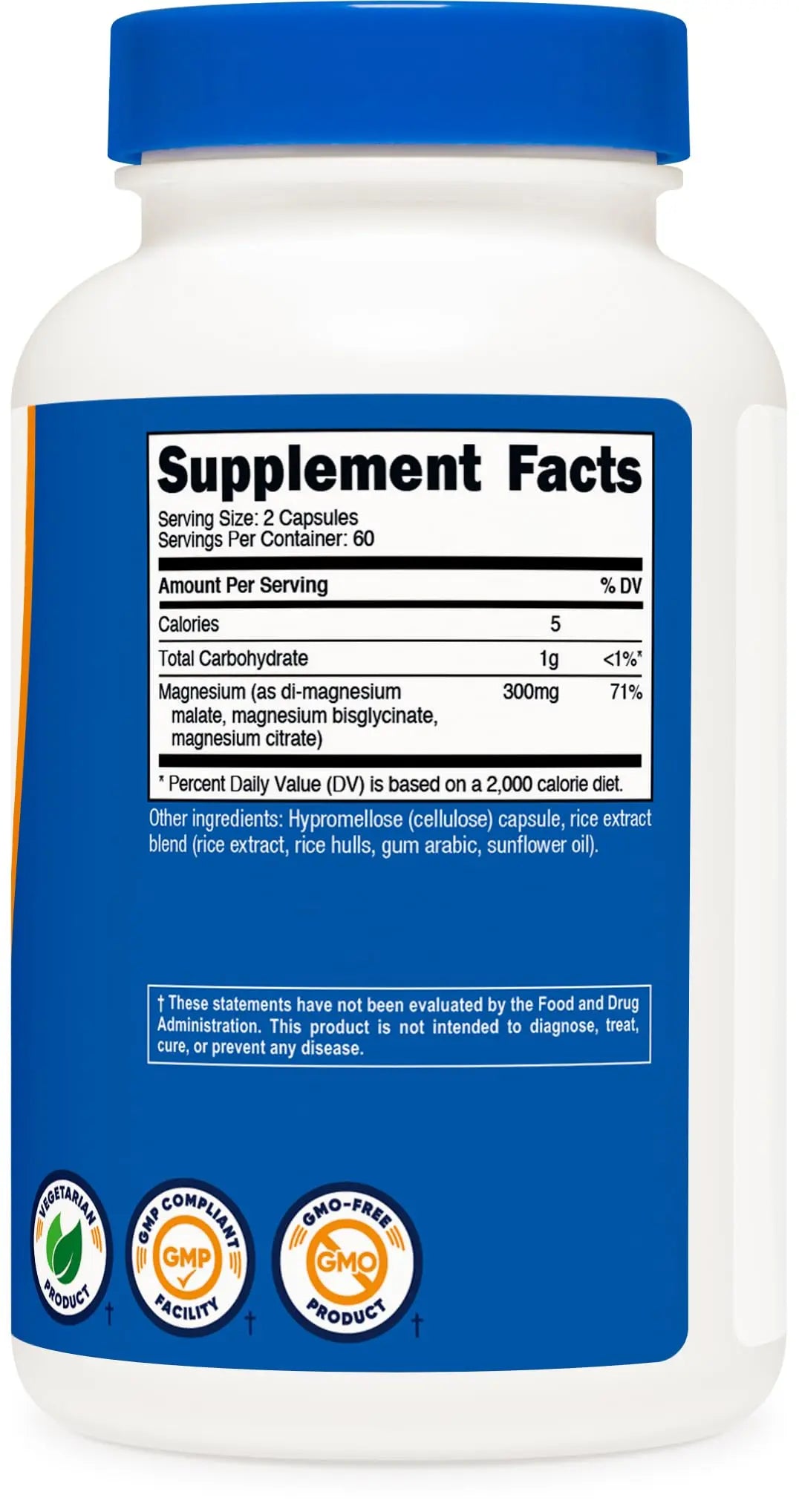 Nutricost Triple Magnesium Complex (300mg, 120 Capsules) - from Di-Magnesium Malate, Bisglycinate and Citrate, 60 Servings Nutricost Au supplements
