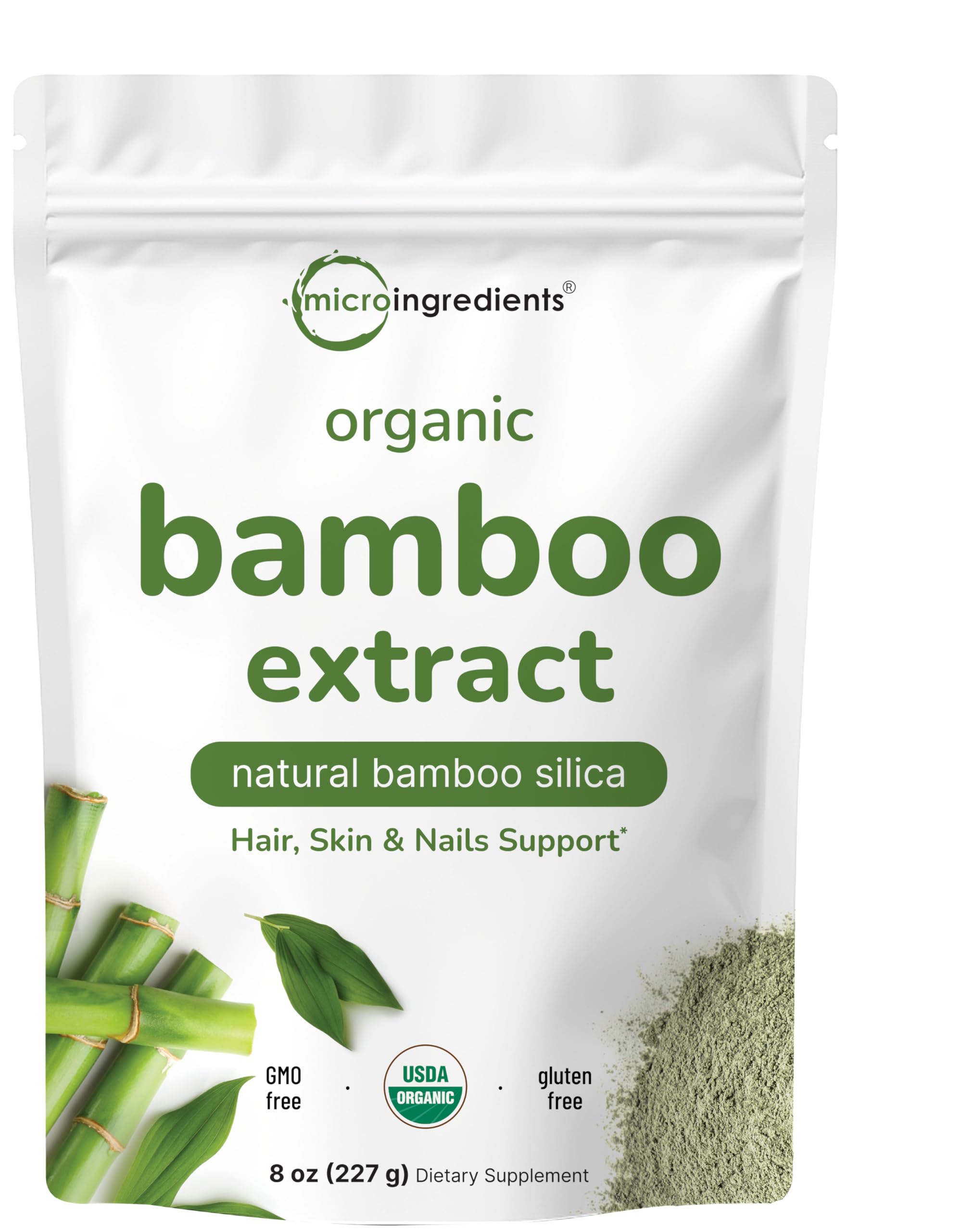 Micro Ingredients Organic Bamboo Extract Powder, 8oz (378 Servings) | Bamboo Plant Silica & Mineral Supplements | Natural Stem & Leaf Extract | Non-GMO, Gluten Free, Vegan Friendly Micro Ingredients Au supplements
