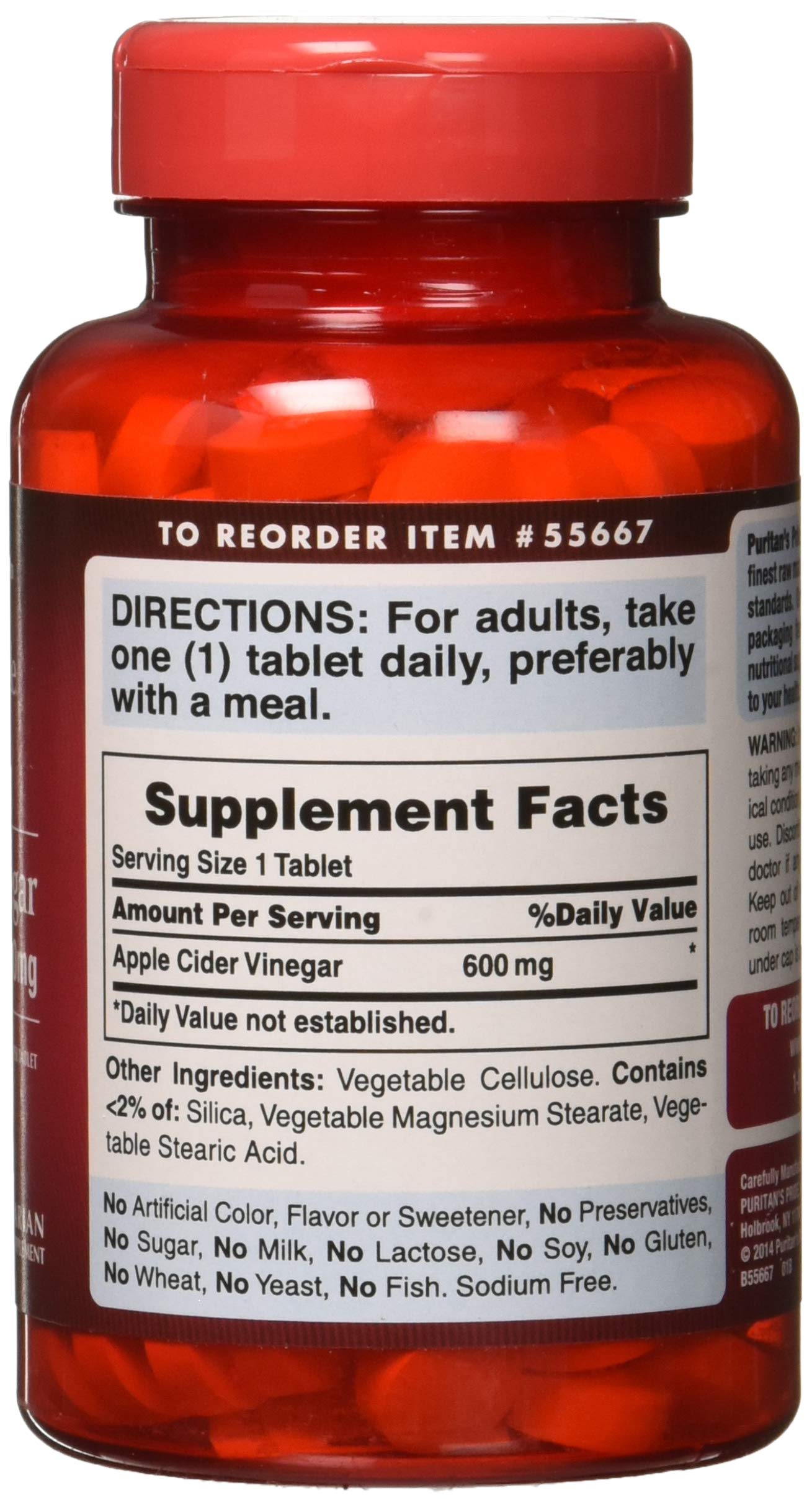 Puritan's Pride Apple Cider Vinegar 600 mg Tablets, 200 Count (Packing May Vary) Puritan's Pride Au supplements