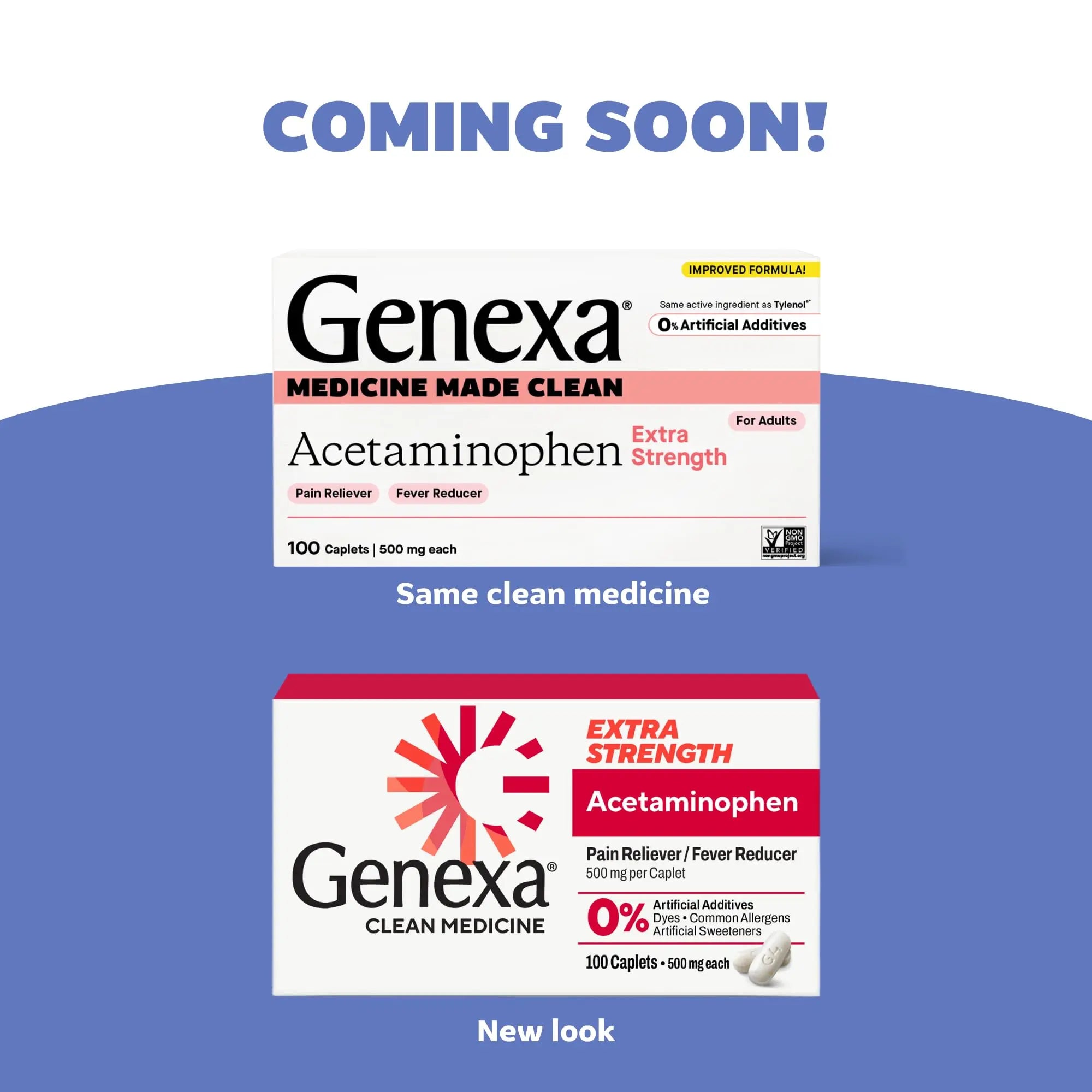 Genexa Clean Acetaminophen 500mg Extra Strength, Dye Free Pain Reliever Fever Reducer, 0% Artificial Additives, Pain Medicine for Adults, Relieves Headache, Backache, Minor Arthritis Pain, 100 Tablets Genexa Au supplements