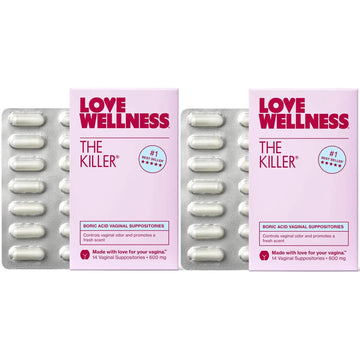 Love Wellness The Killer | 600mg Boric Acid Vaginal Suppositories | Balances pH & Supports Odor Control, a Healthy Vaginal Balance | Fast-Acting & Fragrance-Free | Gentle & Effective | 28 Ct Love Wellness Au supplements