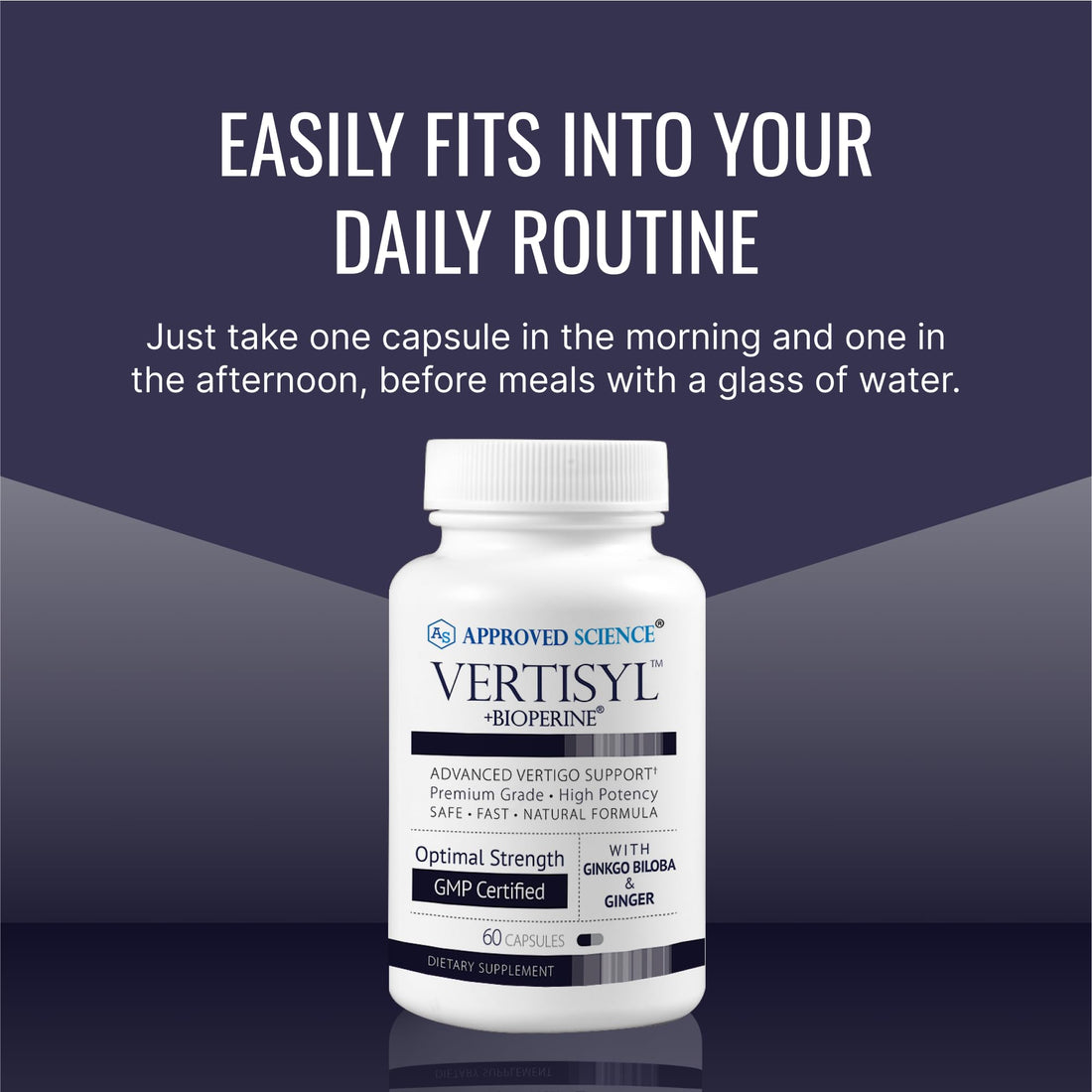 Approved Science VertiSyl - Ginkgo Biloba, Ginger, Vitamin D3, BioPerine - 60 Capsules - 1 Month Supply Approved Science uk supplements