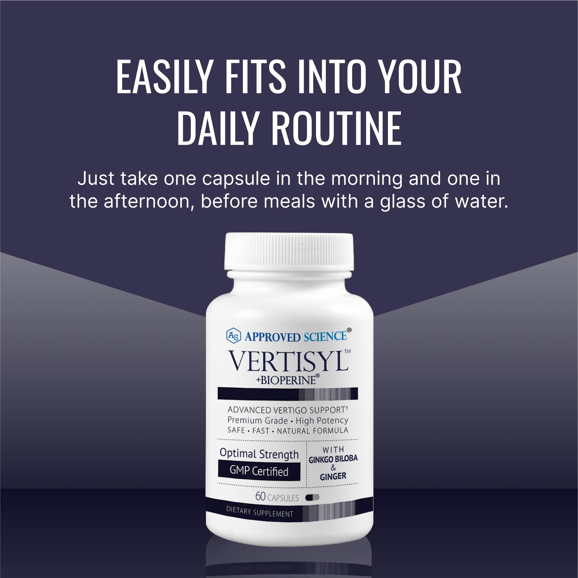 Approved Science VertiSyl - Ginkgo Biloba, Ginger, Vitamin D3, BioPerine - 60 Capsules - 1 Month Supply Approved Science Au supplements