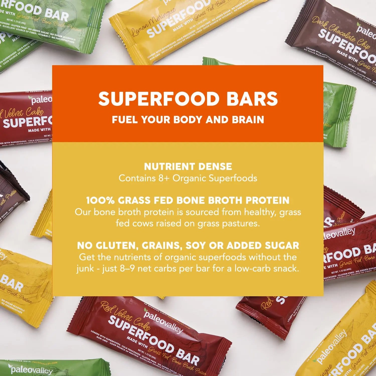 Paleovalley Superfood Bars – Lemon Meringue– 10 Pack – 9g Protein per Bar – Gluten-Free, Grain-Free, Paleo, Non-GMO – On-the-Go Snack Paleovalley Au supplements