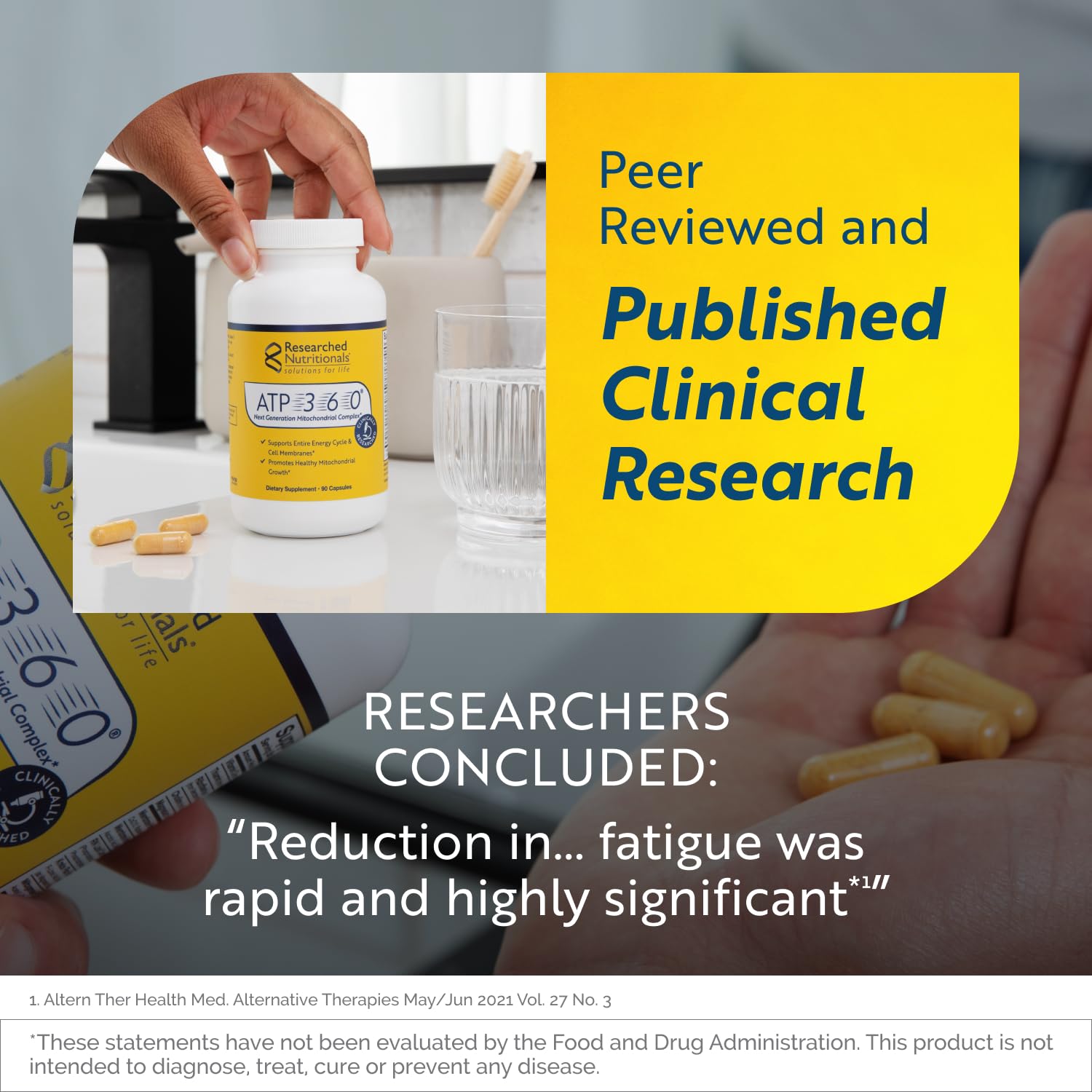 Researched Nutritionals ATP 360 - Mitochondrial Supplements to Support Entire Energy Cycle & Cell Membranes - Clinically Researched ATP Supplements, High Dose CoQ10, R-Lipoic Acid & PQQ, 90 Capsules Researched Nutritionals Au supplements