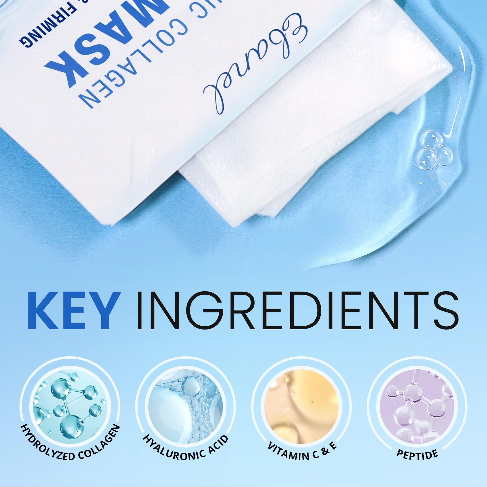 Ebanel 10 Pack Collagen Face Mask with Hyaluronic Acid, Vitamin C, Peptide, Aloe, Instant Brightening Hydrating Face Masks Skincare Korean Sheet Mask, Skin Firming, Lifting Anti Aging Facial Masks Ebanel buy supplements Au