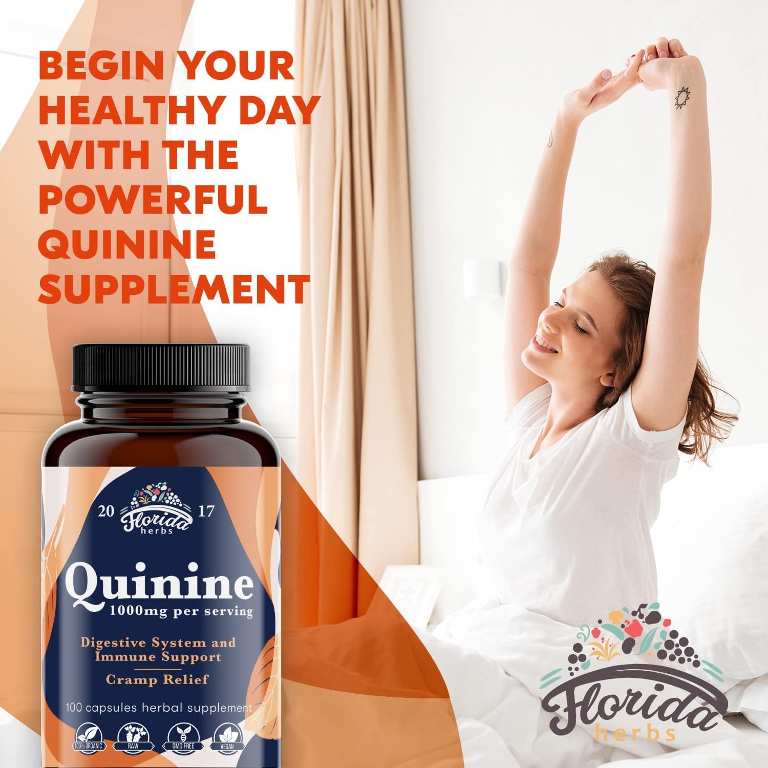 Leg Cramps Support Organic Pills - 1000 mg - Quinine Tablets for Cramp Defense FLORIDA HERBS Au supplements