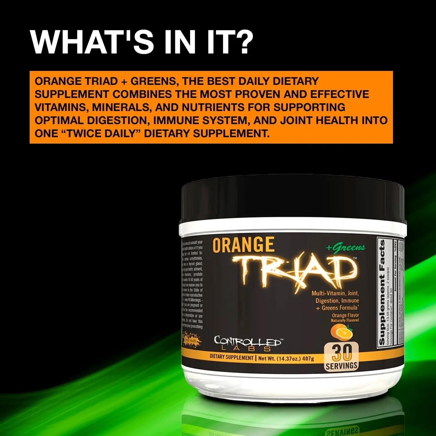 CONTROLLED LABS Orange Triad Plus Greens for Men and Women, 30 Servings Iron Free Sports Supplement for Overall Health CONTROLLED LABS Au supplements