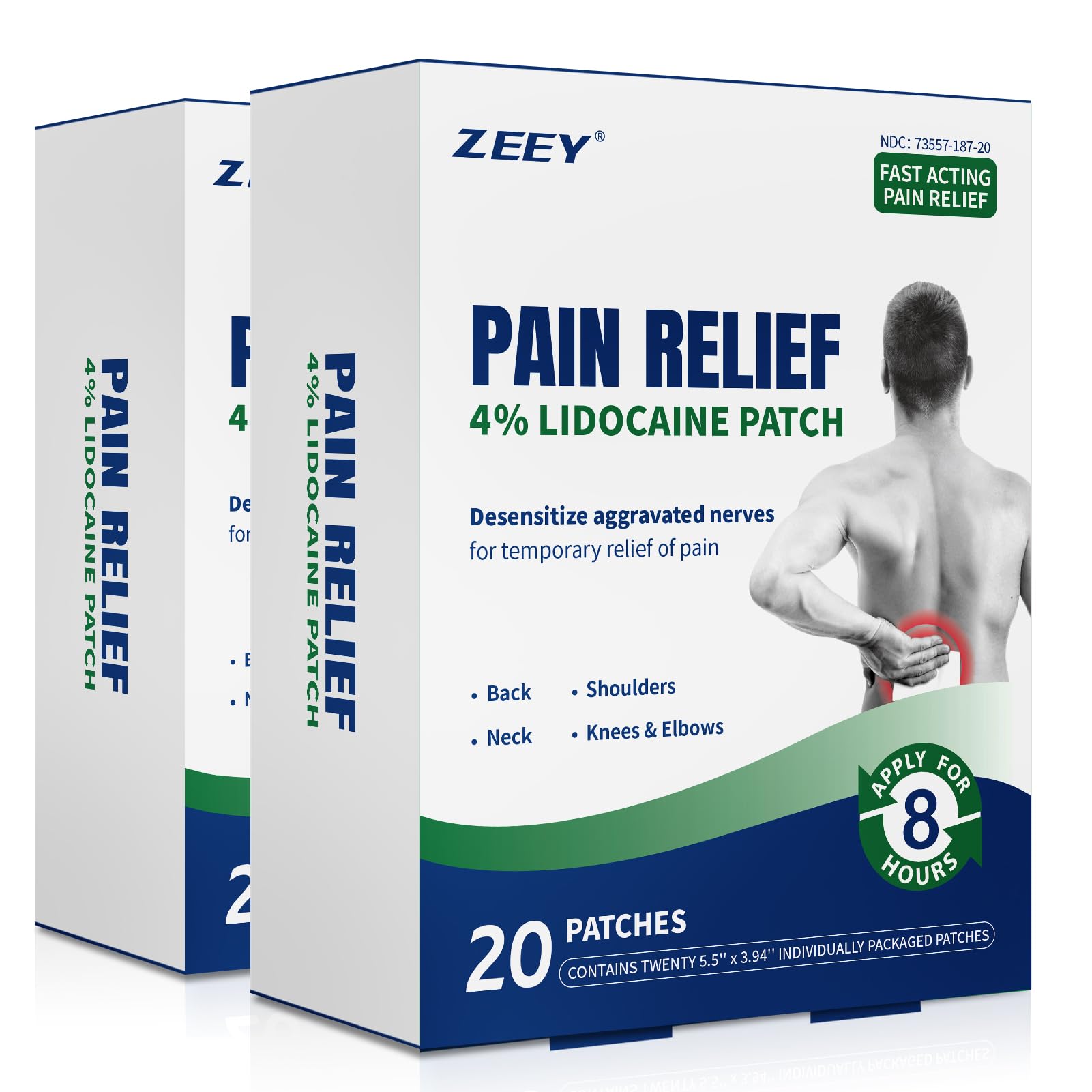 ZEEY 4% Lidocaine Pain Relief Patches, Maximum Strength OTC, for Back, Knee, Neck, Shoulders, Joints, Muscle Soreness, Fast Acting, Topical Anesthetic, Large Gel Patch, 5.5" x 3.94", 40Ct ZEEY Au supplements