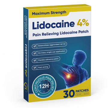 Teemofe 4% Lidocaine Pain Relief Patches – Maximum OTC Strength, Fast-Acting Targeted Relief, for Muscle & Joint Discomfort, 30 Count-10 Teemofe Au supplements