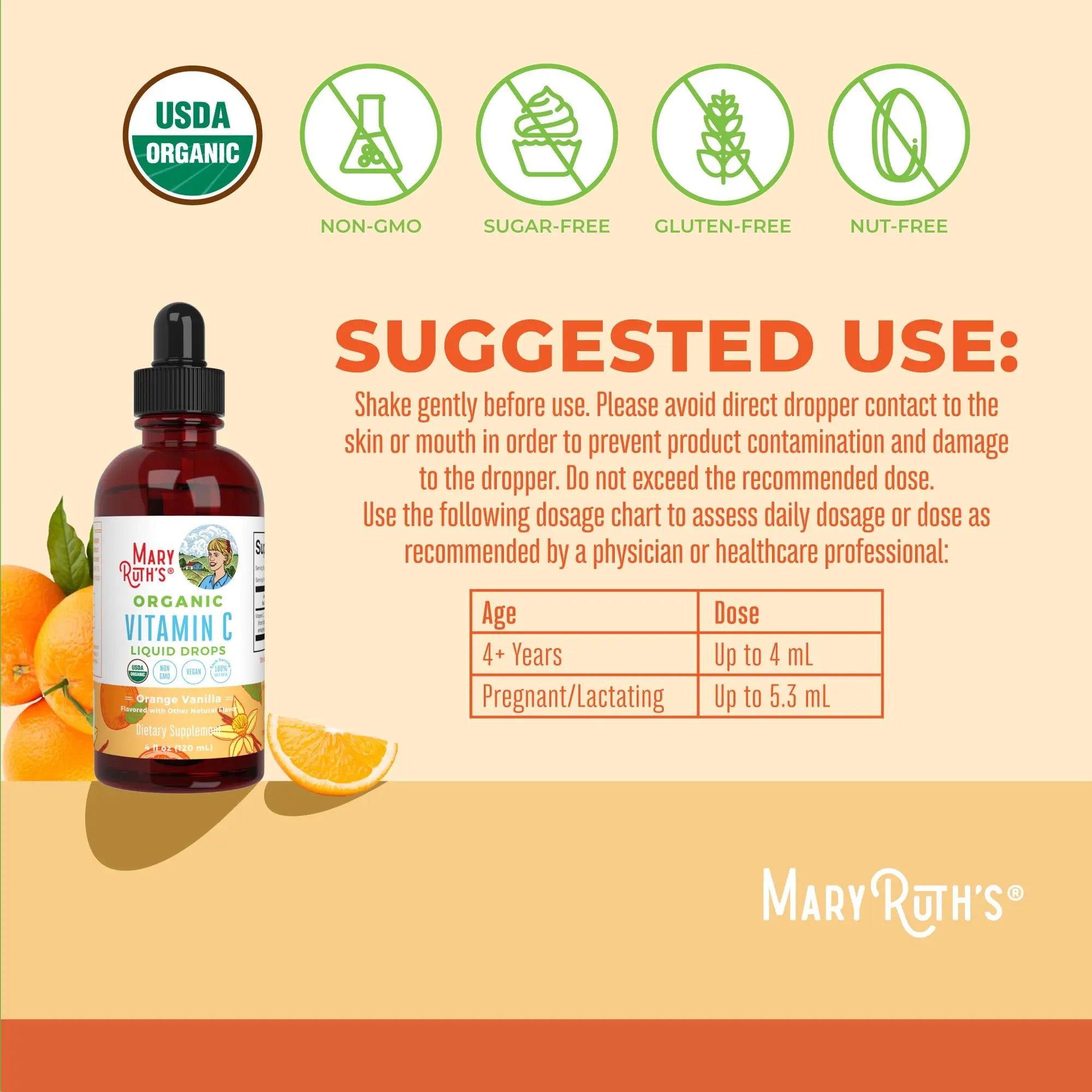 MaryRuth Organics Organic Vitamin C Supplement | Liquid Vitamin C Liquid Drops for Adults & Kids | Immune Support Supplement for Overall Health | Vegan | Non-GMO | Gluten Free | 4 Fl Oz MARYRUTH'S Au supplements