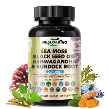 HEALOADING Sea Moss Capsules：Wildcrafted Organic Irish Seamoss & Bladderwack - Rich in Minerals, Supports Thyroid Health, Digestion, Skin & Immune System - Vegan, Non-GMO HEALOADING Au supplements