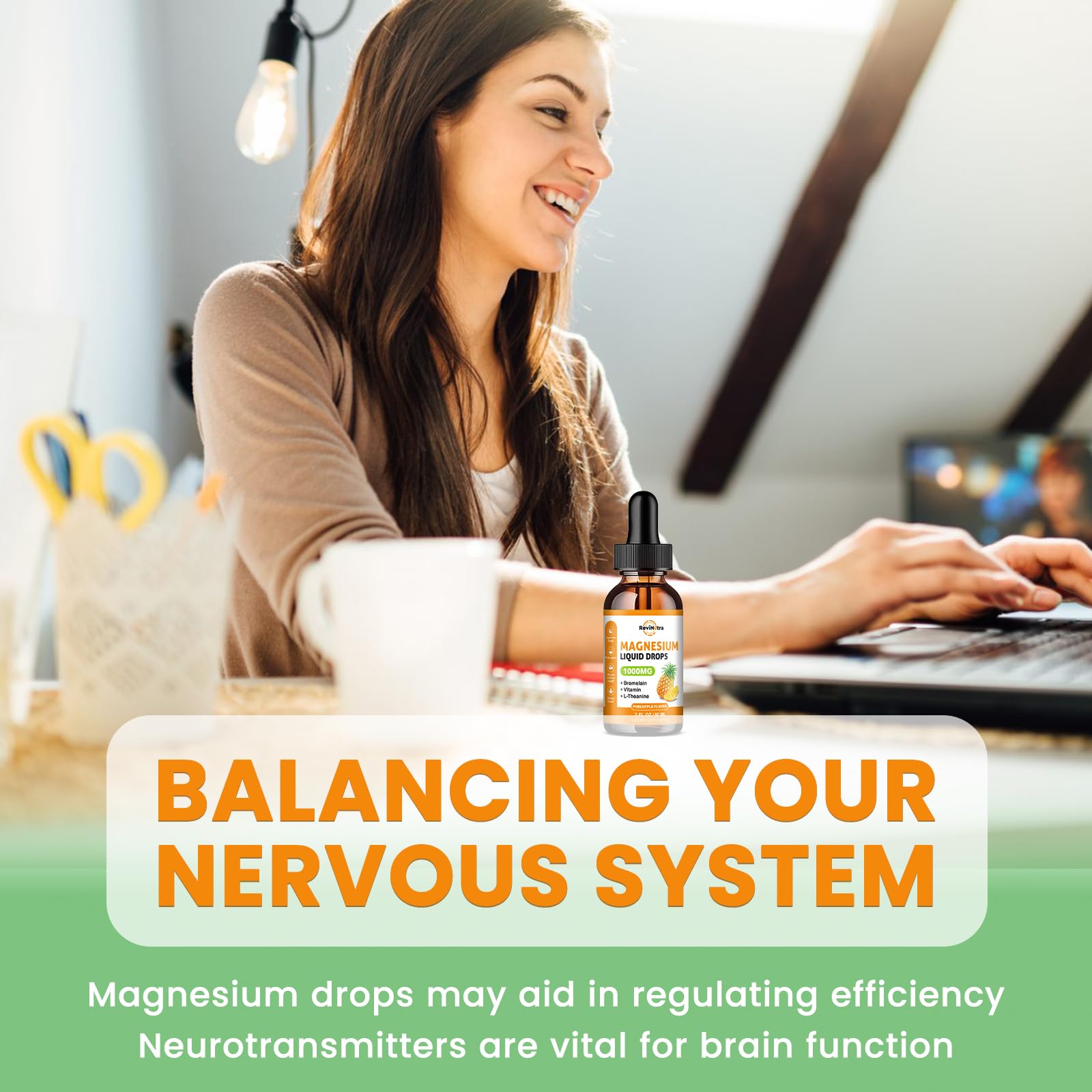Magnesium Glycinate Liquid Drops, 1000mg of Liquid Magnesium Complex Supplement for Sleep, Nerve, Energy, Muscle, Bone, Calm & Digestion, High Absorption, 2 Fl Oz, Sugar-Free Pineapple Flavor ReviNutra Au supplements