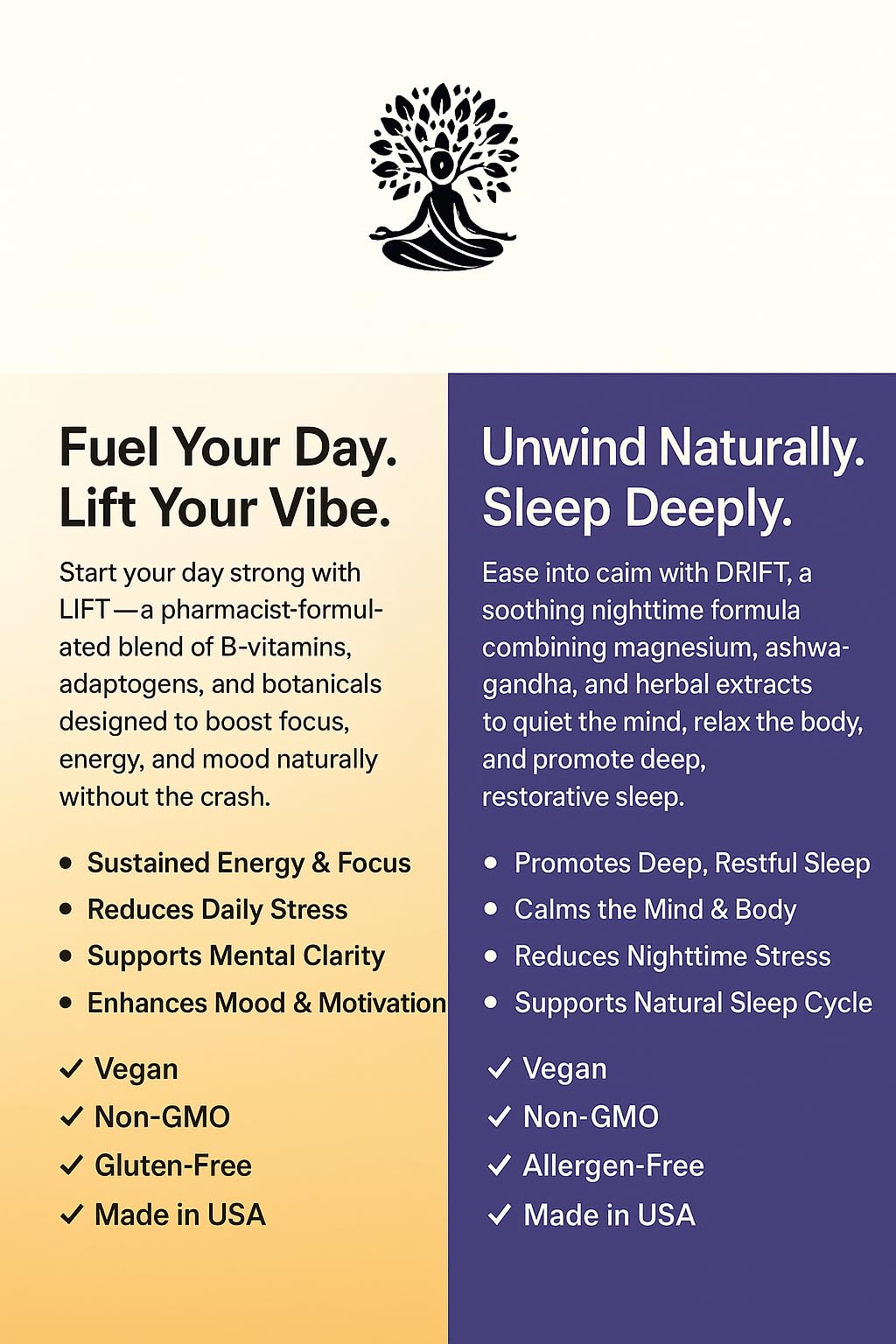 Prime Vibe Goods Lift & Drift – Energy & Stress Support Supplement – Adaptogens for Focus, Relaxation & Sleep – Ashwagandha, Magnesium, Rhodiola, GABA, Maca – Vegan (2-Pack, 120 Capsules) Prime Vibe Goods Au supplements