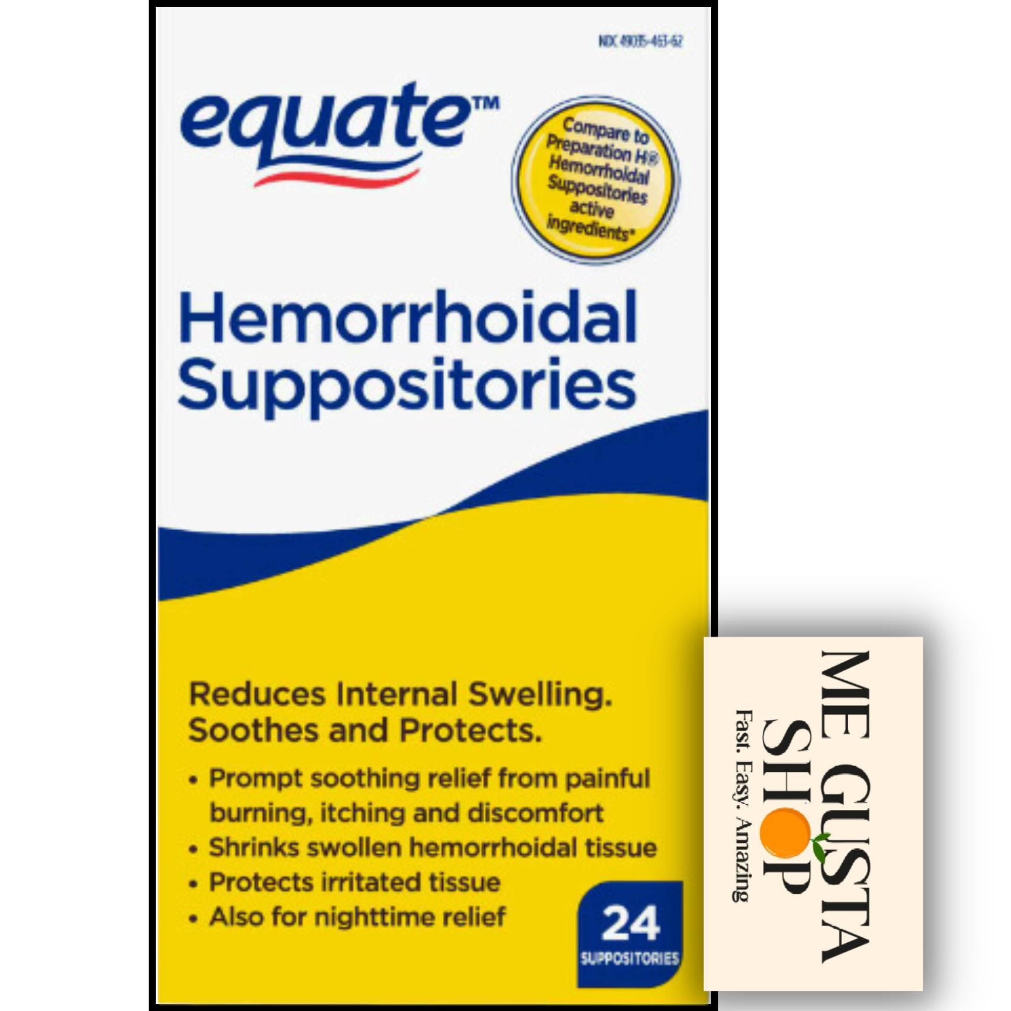 Equate Hemorrhoidal Suppositories 24 Ct Pack of 01 24 Total + me Gusta Sticker ME GUSTA SHOP Au supplements