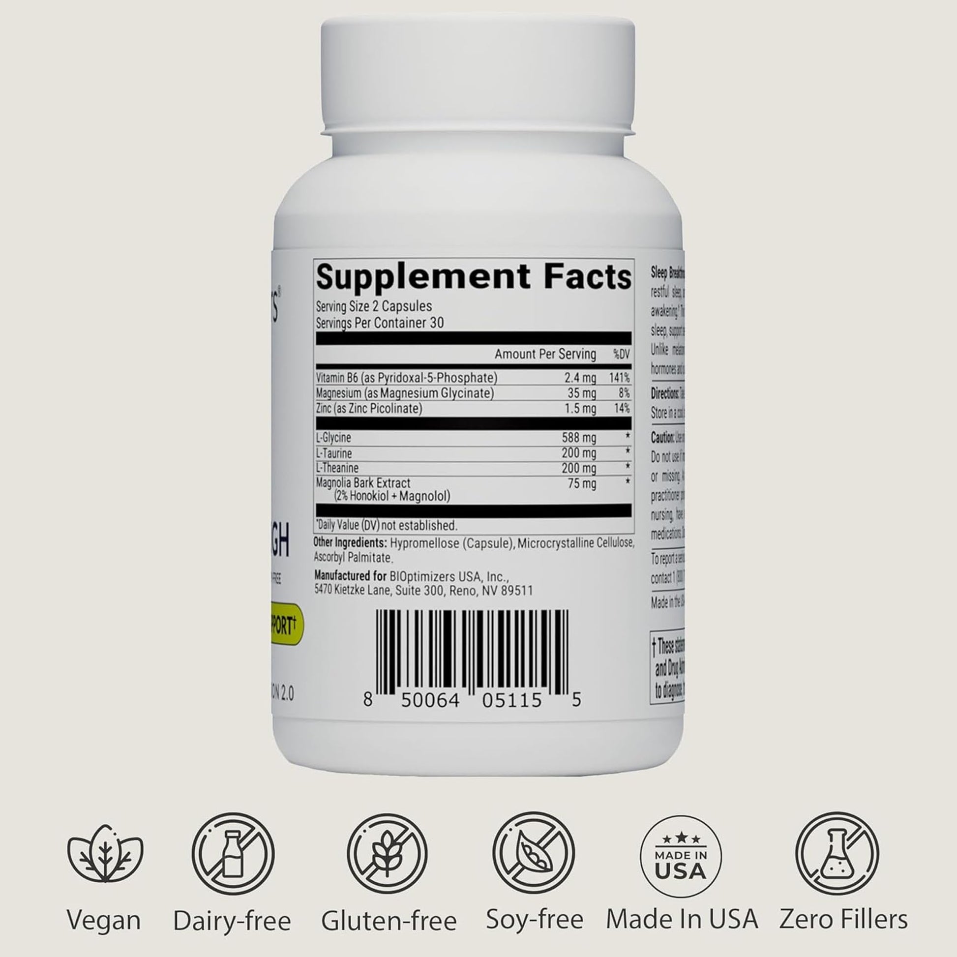 BIOptimizers Sleep Breakthrough Capsules - Natural Support Supplement | Calming Relief Aid for Adults | Non-Habit Forming | 60 Capsules BIOptimizers Au supplements