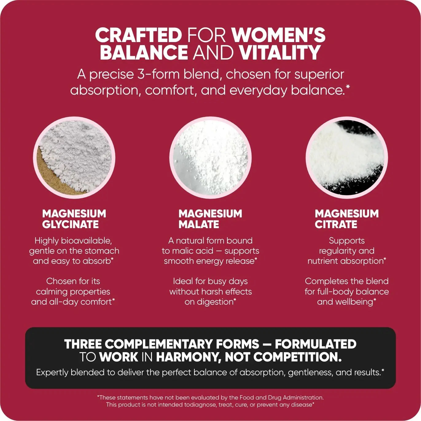 Premium Magnesium Complex for Women 60 Capsules | Complete 3-in-1 with Magnesium Glycinate Citrate & Malate Supports Calm, Digestion, Energy Vegan & Non-GMO Supplement | Veloraa Veloraa Au supplements