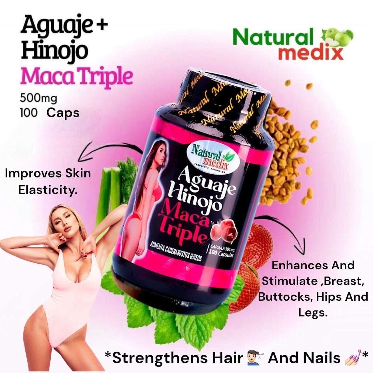 Natural medix Aguaje Hinojo Maca Triple (Maca Root Supplement) Premium 100 Capsules | Premium Botanical Blend for Feminine Balance & Confidence Natural medix Au supplements