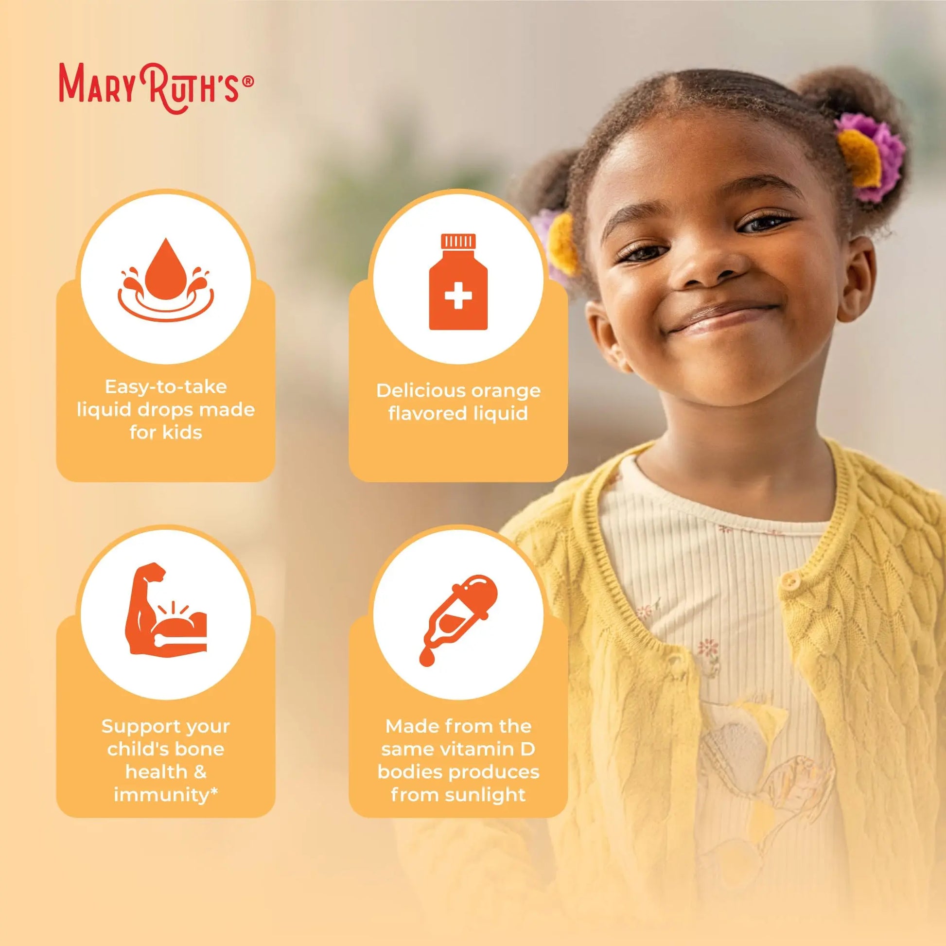 MaryRuth Organics USDA Organic Vitamin D3 Liquid Drops for Kids | 640 IU Vitamin D3 Per Serving | Kids Immune Support & Bone Health Supplement | Formulated for Ages 4-13 | 0.5oz | 30 Servings MARYRUTH'S Au supplements