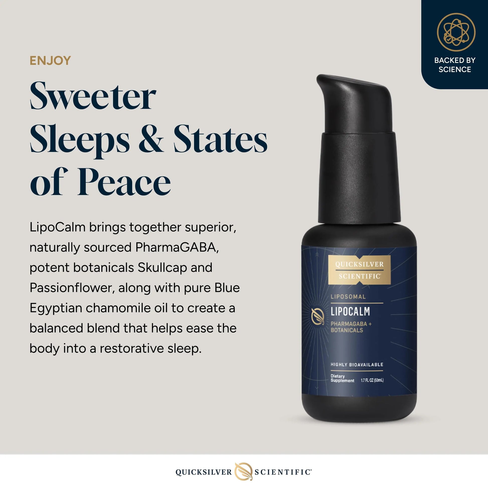 Quicksilver Scientific LipoCalm - Liposomal GABA with Herbs for Relaxation Support - Chamomile, Passionflower Herb & Skullcap Supplement for Peace of Mind & Sleep Calm Support (1.7oz / 50ml) Quicksilver Scientific Au supplements