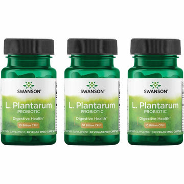 Swanson L. Plantarum - 10 Billion CFUs - Probiotic Supplement for Occasional Gas & Bloating - Supports Lower GI Tract Health* - No Refrigeration Needed - Non-GMO - 30 Vegan Capsules (3 Pack) Swanson Au supplements