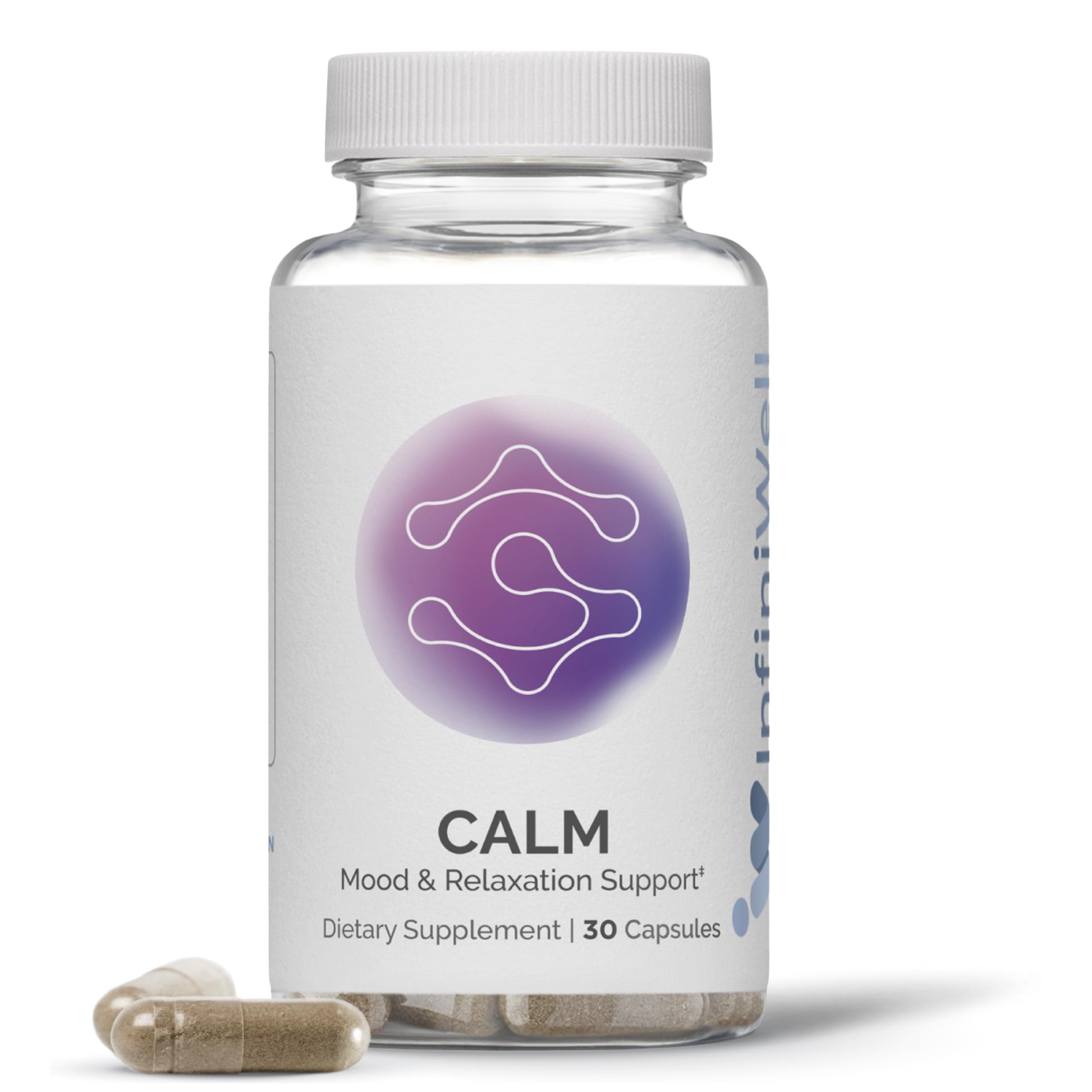 InfiniWell Calm - Mood & Cognitive Support Supplement for Adults with L-Theanine, Bacopa monnieri & DHH-B - Supports Relaxation, Focus & Mental Clarity (30 Capsules) InfiniWell Au supplements