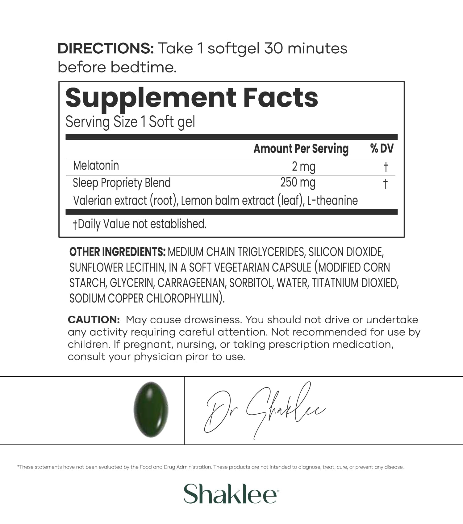 Shaklee - Dream Serene™ Melatonin Sleep Aid - Fall Asleep Faster, Wake Up Refreshed - with Melatonin, Valerian, Lemon Balm, L-Theanine - for Ultimate Beauty Sleep - 30 Softgels Shaklee Au supplements