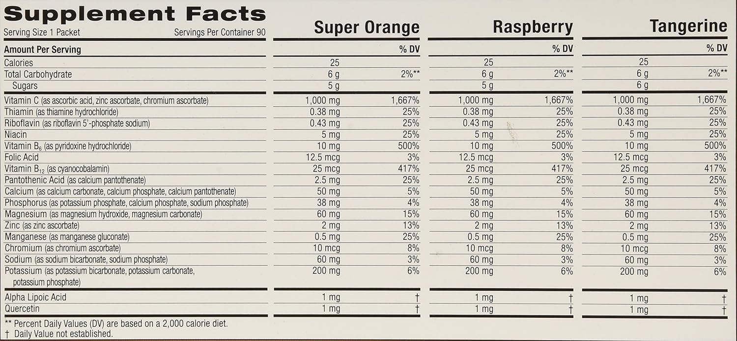 Emergen-C 1,000 mg Vitamin C Dietary Supplement Drink Mix, Super Orange/Raspberry Emergen-C Au supplements