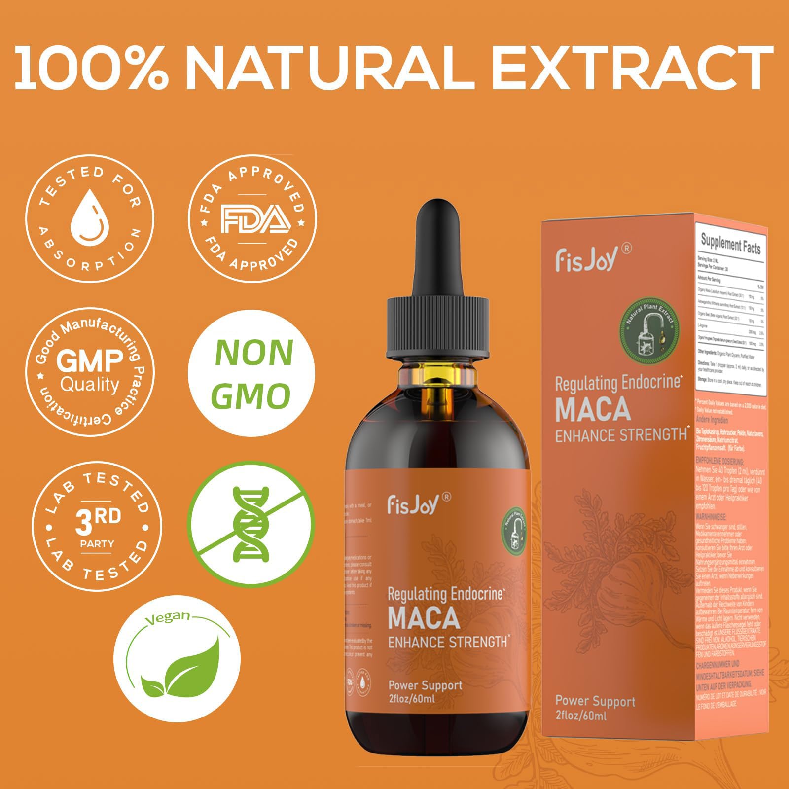 Fisjoy Organic Maca Liquid Drops with Ashwagandha & Beet Root – Supports Daily Vitality & Overall Wellness – Non-GMO, Vegan Herbal Supplement, 2 fl oz (60 mL) Fisjoy Au supplements
