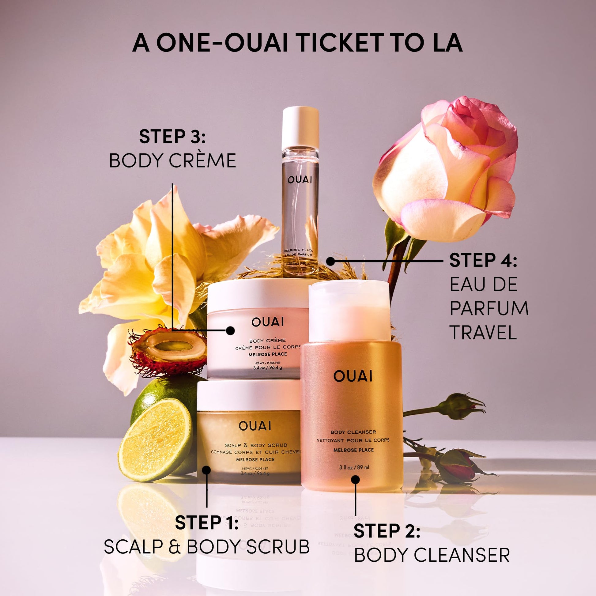 OUAI Scalp & Body Scrub Travel Size, Melrose Place - Exfoliating Body Scrub with Sugar & Coconut Oil Blend for Smooth, Moisturized Skin - Gentle for Removing Product Build Up (3.4 Oz) OUAI Au supplements