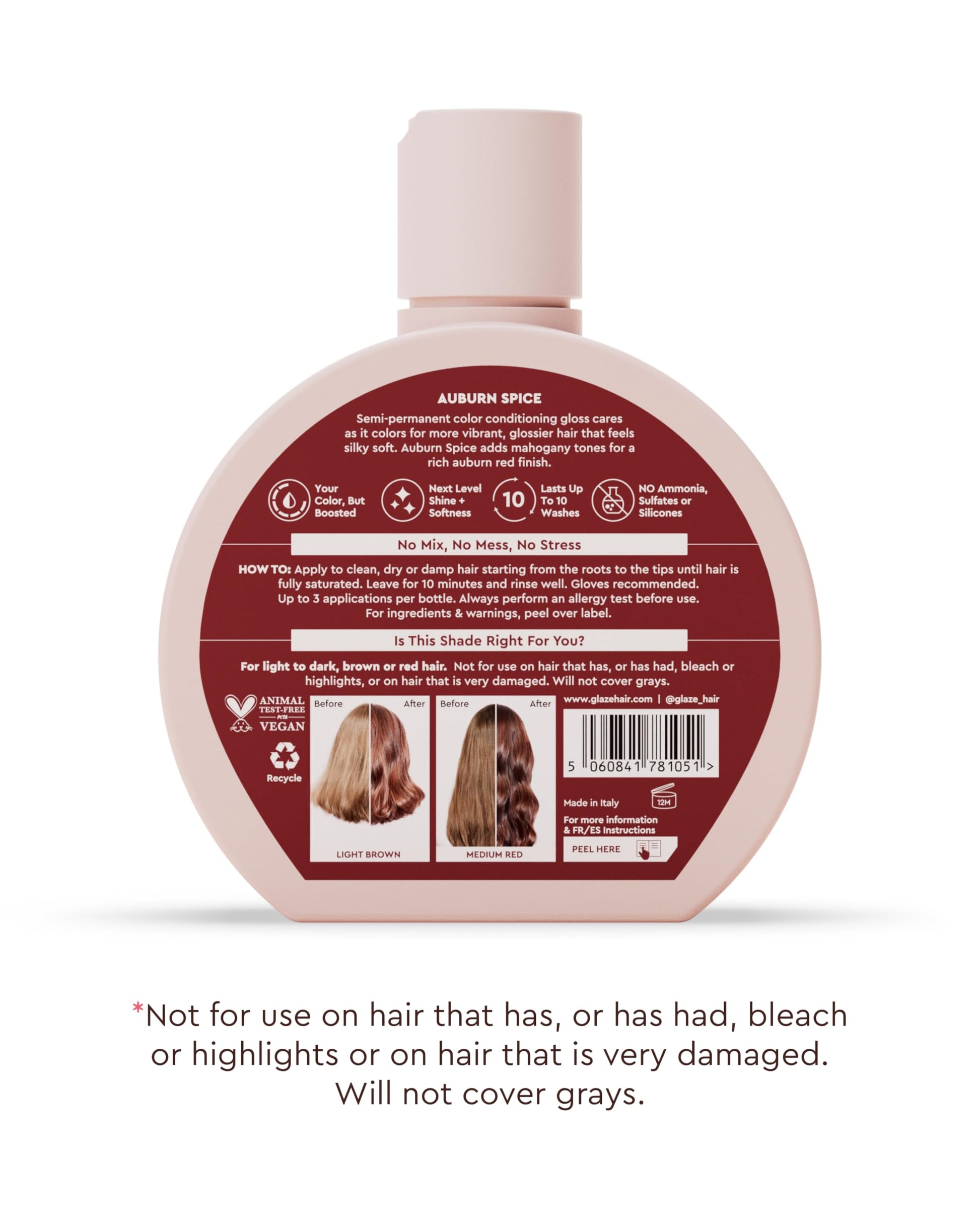 Glaze Color Conditioning Gloss - Tinted Moisturizer for Brown or Red Hair, Boosts Color and Shine, Repairs Damage - Auburn Spice, 6.4 oz glaze Au supplements