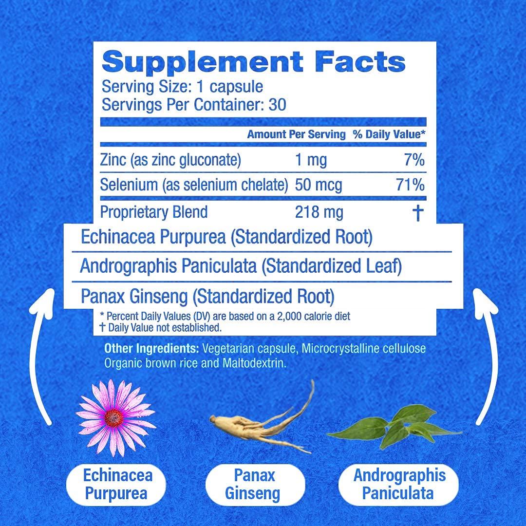 HybridCR Rapid Immunity Supplement | Zinc, Echinacea, Andrographis, Ginseng, Selenium, Gluten-Free & Non-GMO | 5-in-1 Immune Support Supplement | Pharmacist Formulated 1 Month Supply (30 Veggie Caps) Hybrid Remedies Au supplements