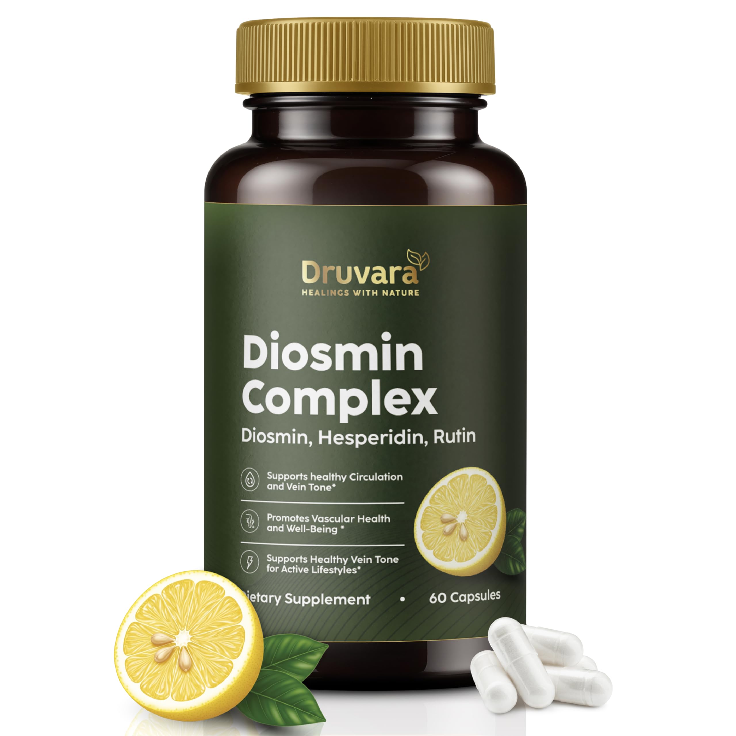 Druvara Diosmin Hesperidin with Rutin & B Vitamins | Vein Support Supplement for Leg Comfort, Healthy Circulation, Vein Strength & Improved Mobility - 60 Capsules Druvara Au supplements