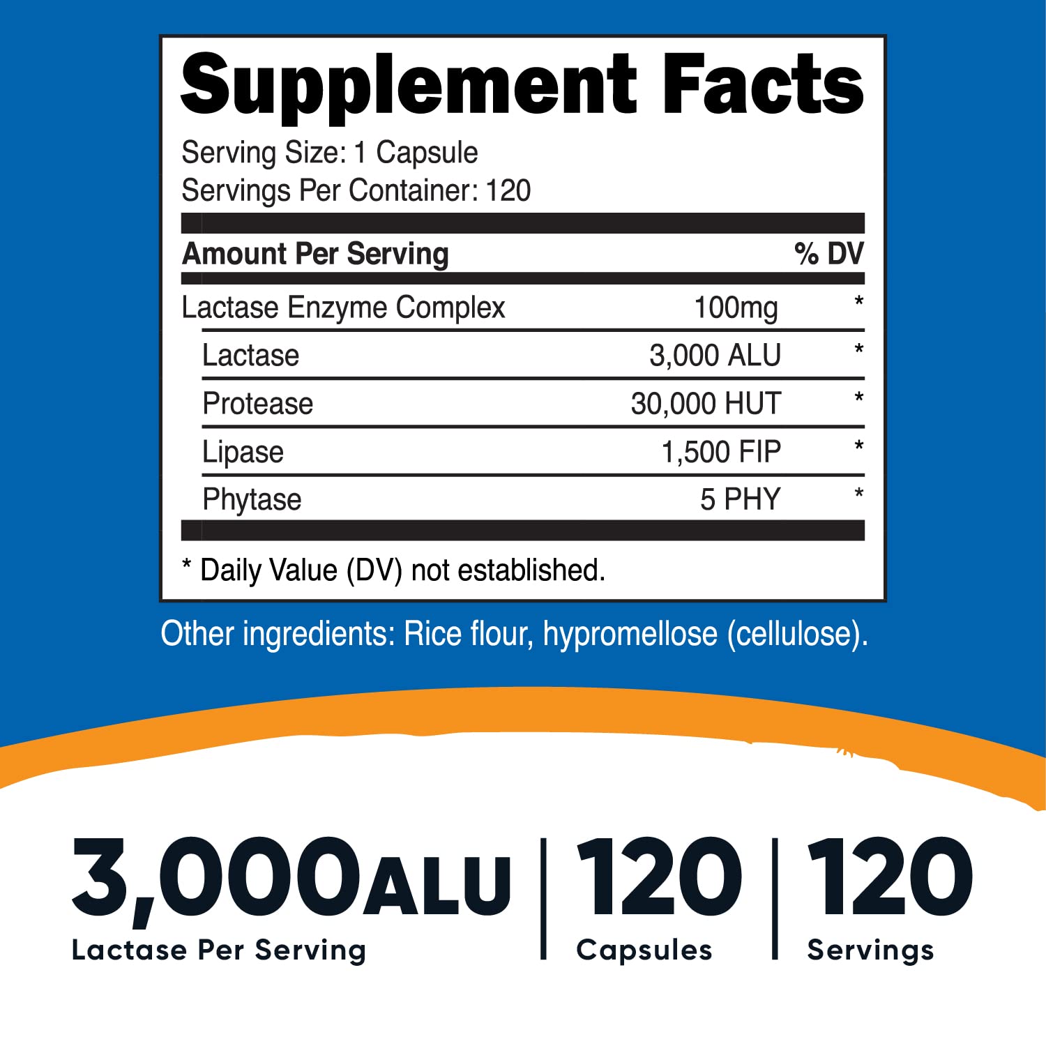 Nutricost Lactase Enzyme Complex 3,000 FCC ALU, 120 Veggie Capsules - Non-GMO Nutricost Au supplements