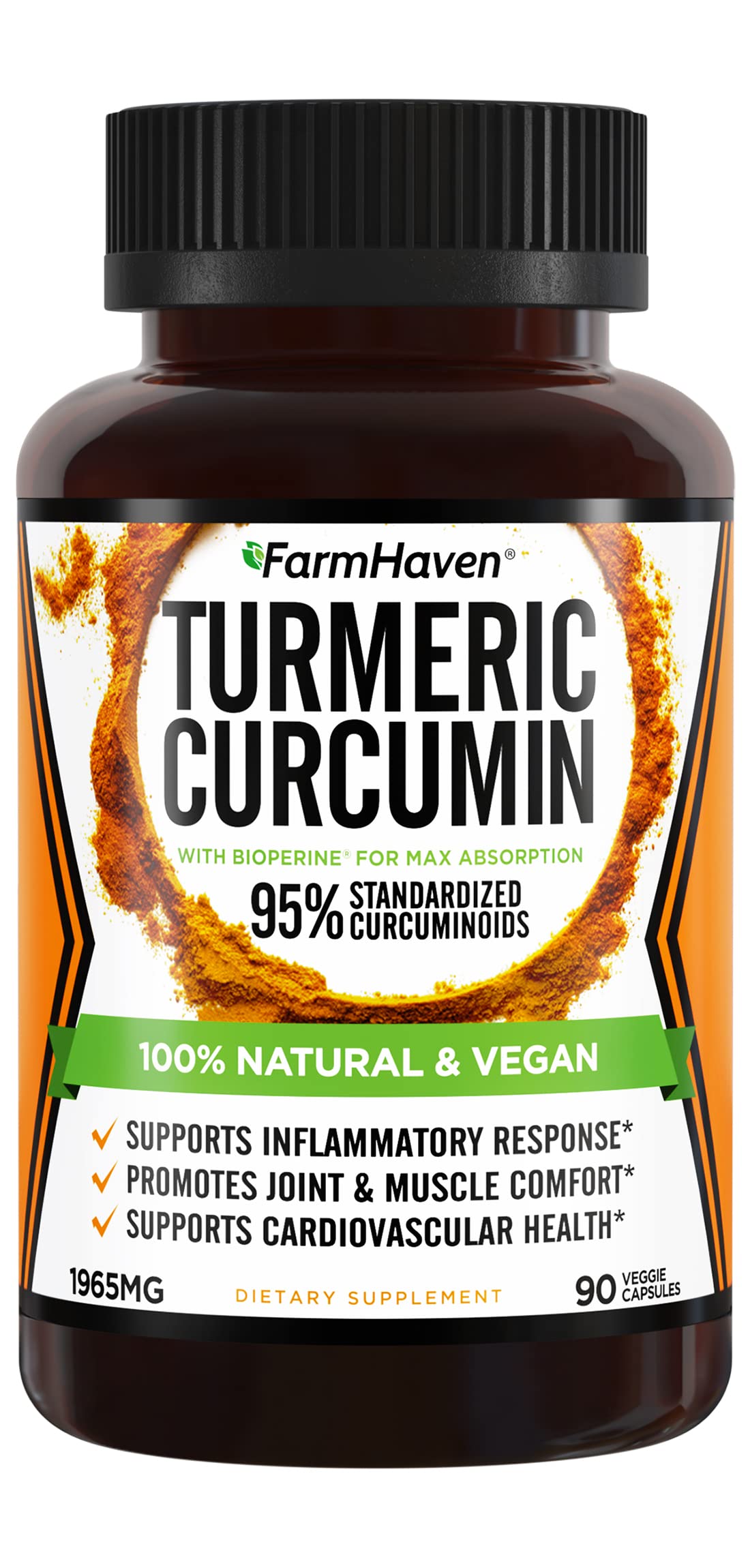 Turmeric Curcumin with BioPerine Black Pepper & 95% Curcuminoids, 1965mg, Maximum FarmHaven Au supplements