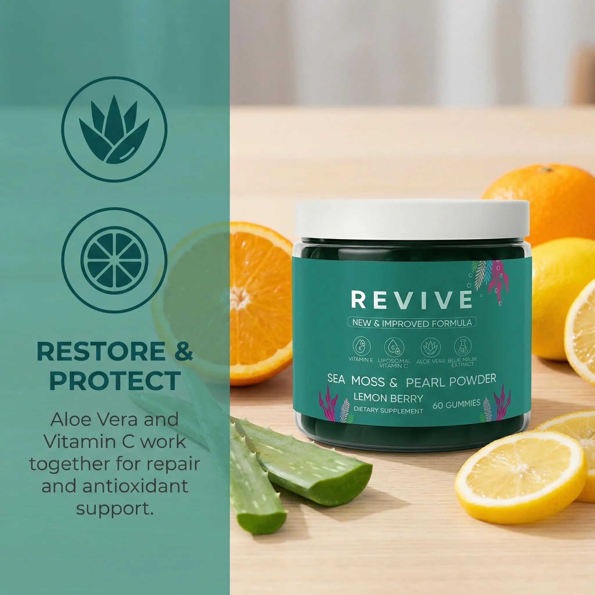 Balmbare Revive Gummies for Hair Loss - Sea Moss Gummies with Vitamin C, Vitamin E, Aloe Vera, Pearl Powder Supports Faster Hair Growth Rulinal Au supplements