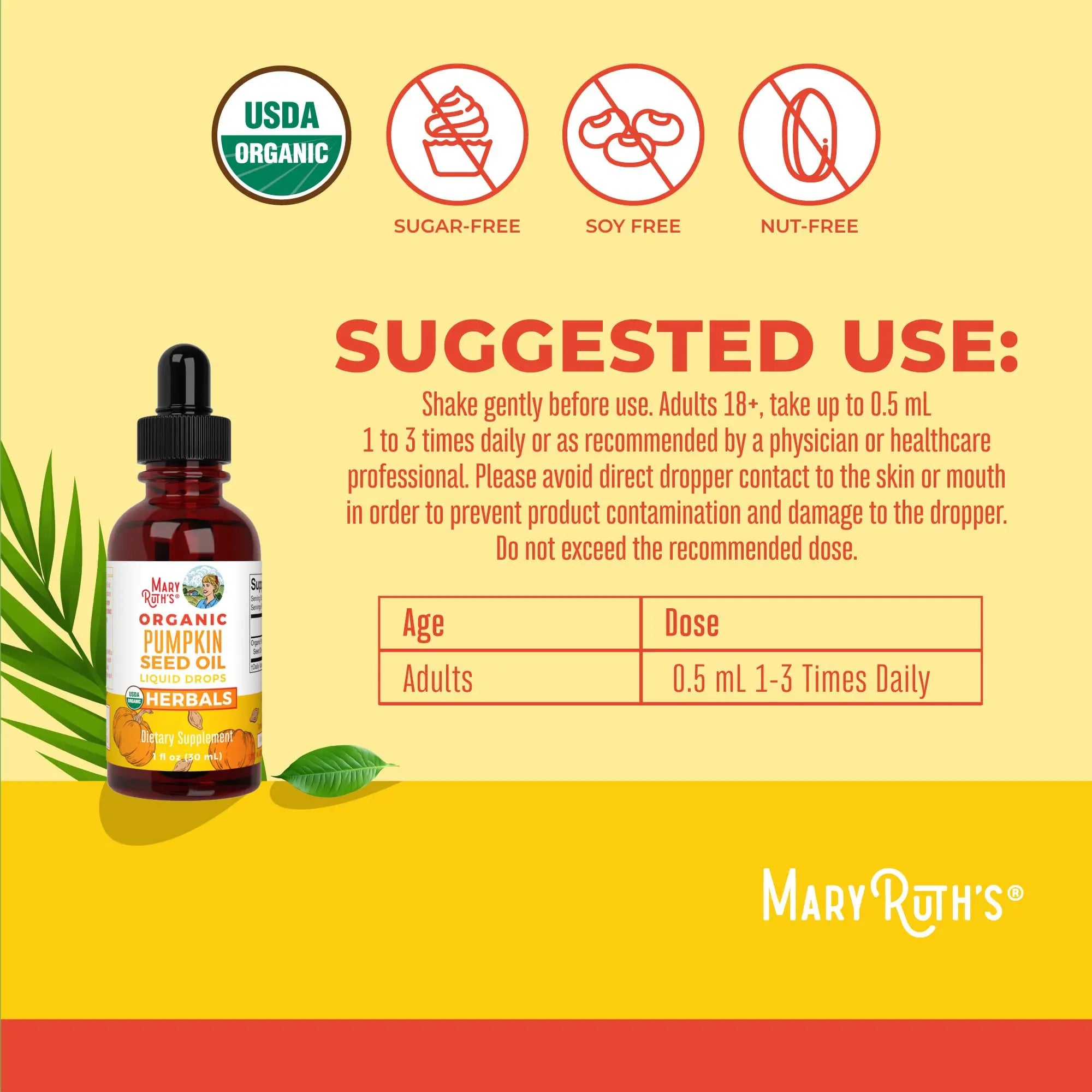 MaryRuth Organics Pumpkin Seed Oil Cold Pressed | 2 Month Supply | USDA Organic Pumpkin Seed Liquid Drops for Men and Women | Urinary Health in Men | Sugar Free | Vegan | Non-GMO | 60 Servings MARYRUTH'S Au supplements