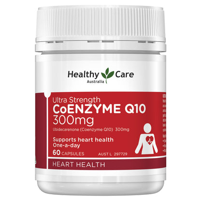 Healthy Care Ultra Strength 300mg Co Enzyme Q10 Capsules, Red, 60 Count | Supports Healthy CareUS supplements