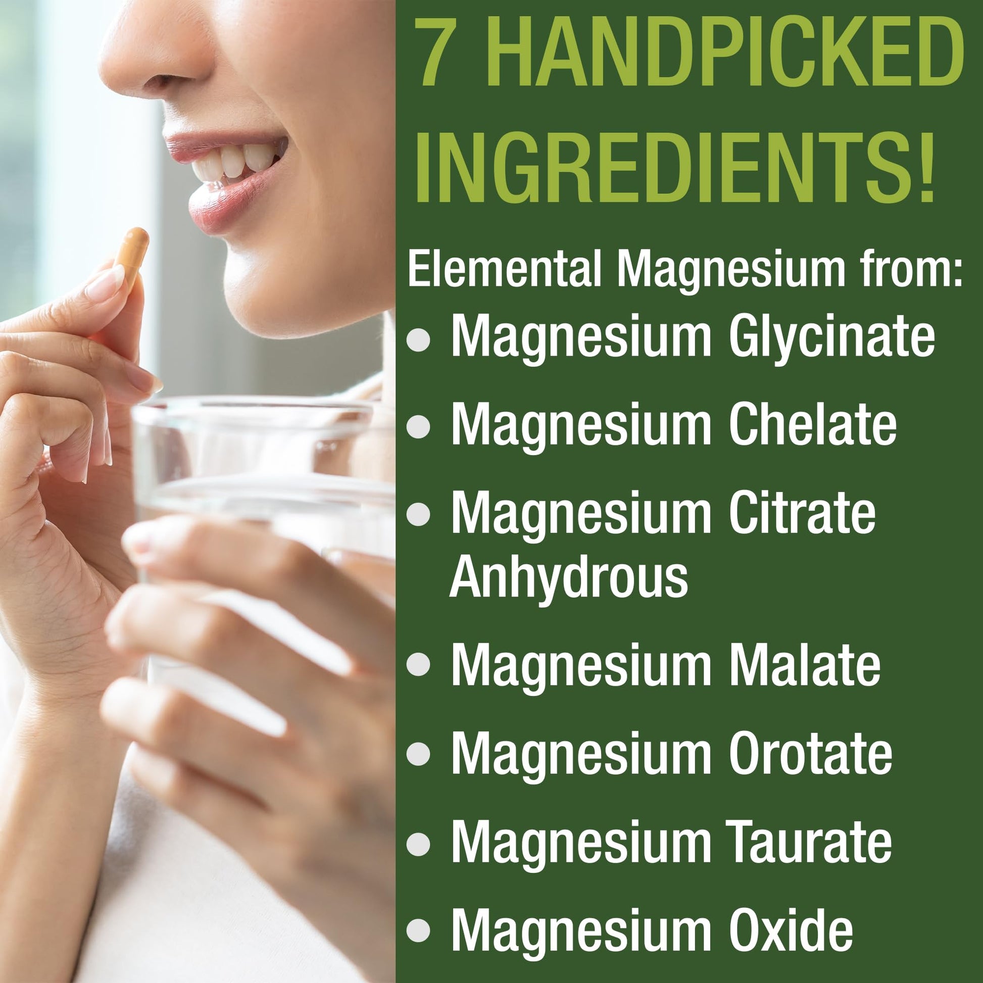 Magnesium Glycinate + Citrate + Malate + Chelate + Orotate + Taurate + Oxide. 7 Forms of Magnesium Complex. 500mg Supplement Capsules for Women & Men. 2 Pills for Sleep, Leg Cramps, Muscles Peak Performance Au supplements