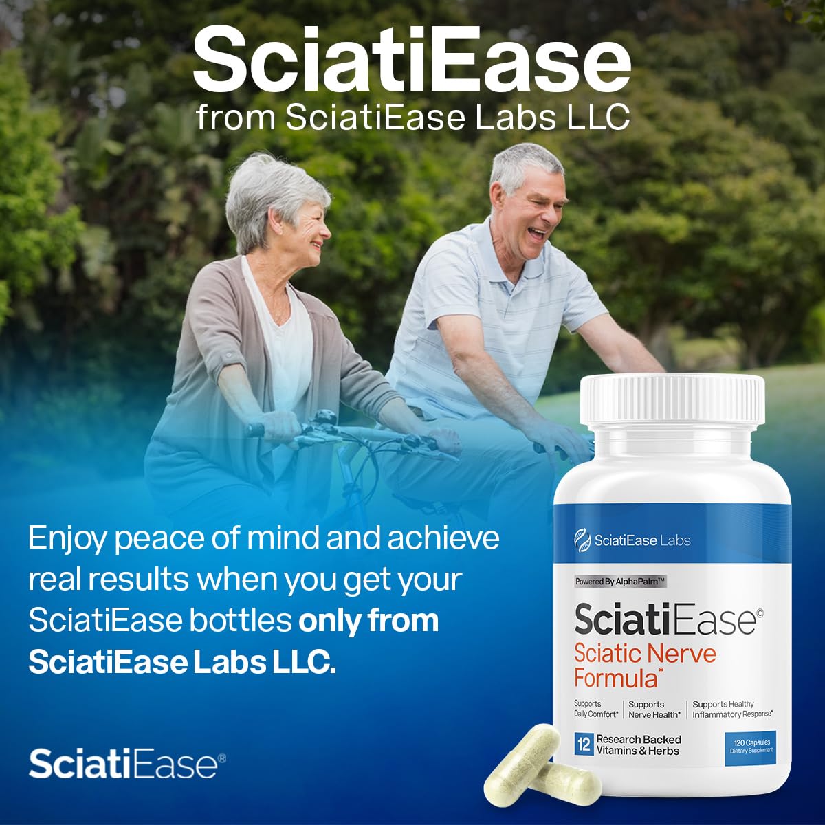 SciatiEase Sciatic Nerve Health Support Supplement - Nerve Support Formula with AlphaPalm, Pea, Vitamin B Complex, Alpha Lipoic Acid 300mg - 3 Bottles SciatiEase Au supplements