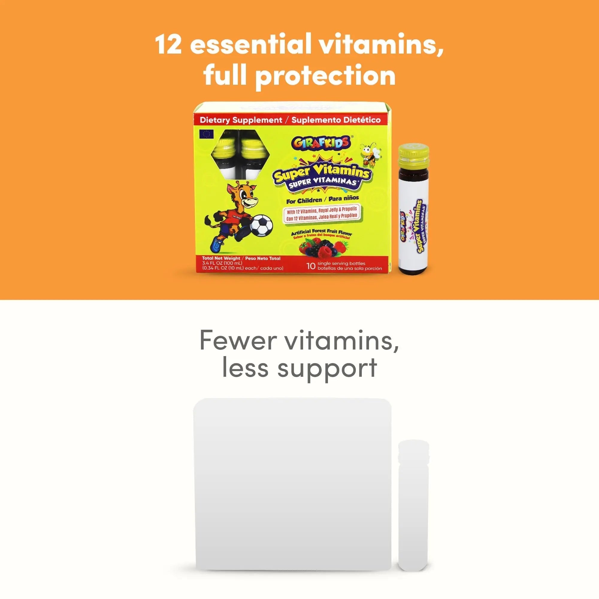 GirafKids Super Vitamins for Kids with Royal Jelly and Propolis, 10 multivitamin servings - Wellness Formula Vitamin C, B Complex, D3, E & Folic Acid PHARMADEL Au supplements