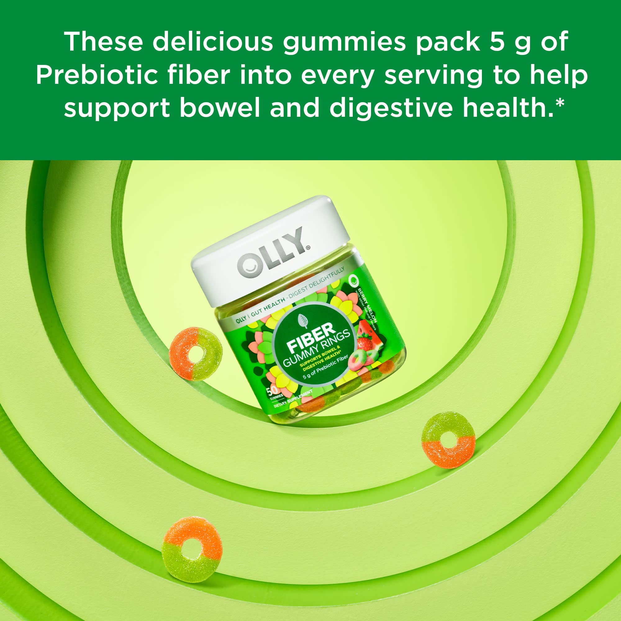 OLLY Fiber Gummy Rings, 5g Prebiotic Fiber, FOS (Fructo-oligosaccharides), Digestive OLLY Au supplements