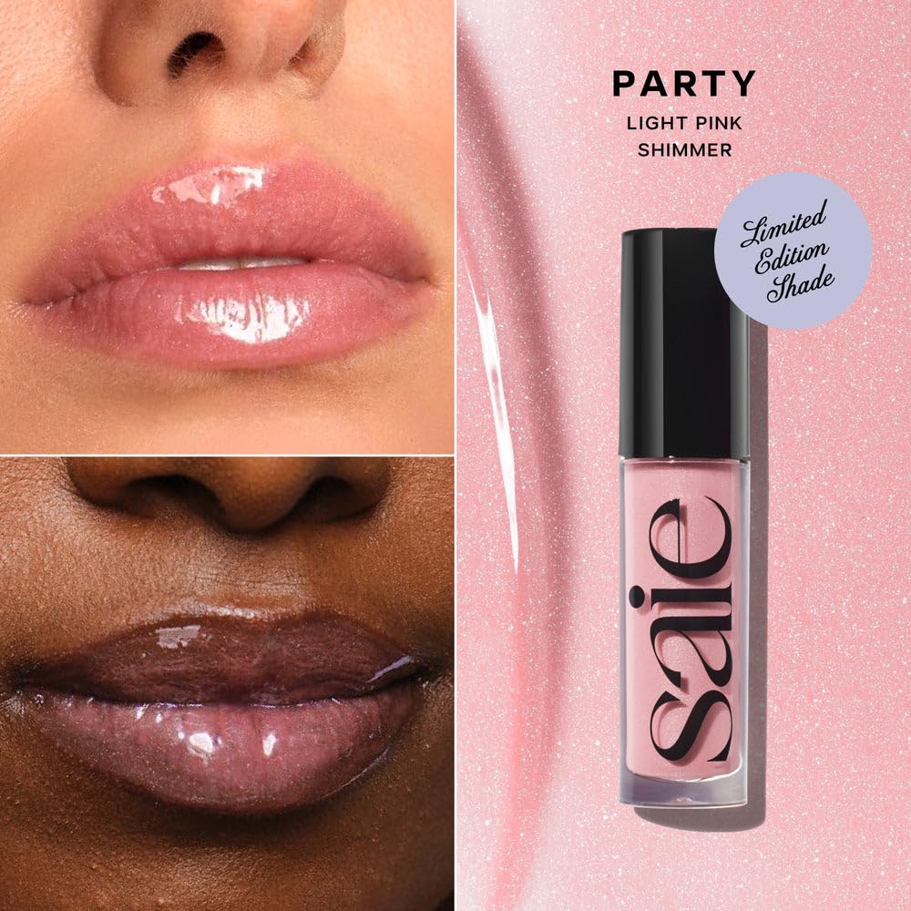 Saie Glossybounce High-Shine Hydrating Lip Gloss Oil - Sheer Tinted Lip Oil with Hyaluronic Acid + Jojoba Oil for Long-Lasting Moisture (.17 oz) (Disco + Bounce) Saie Au supplements